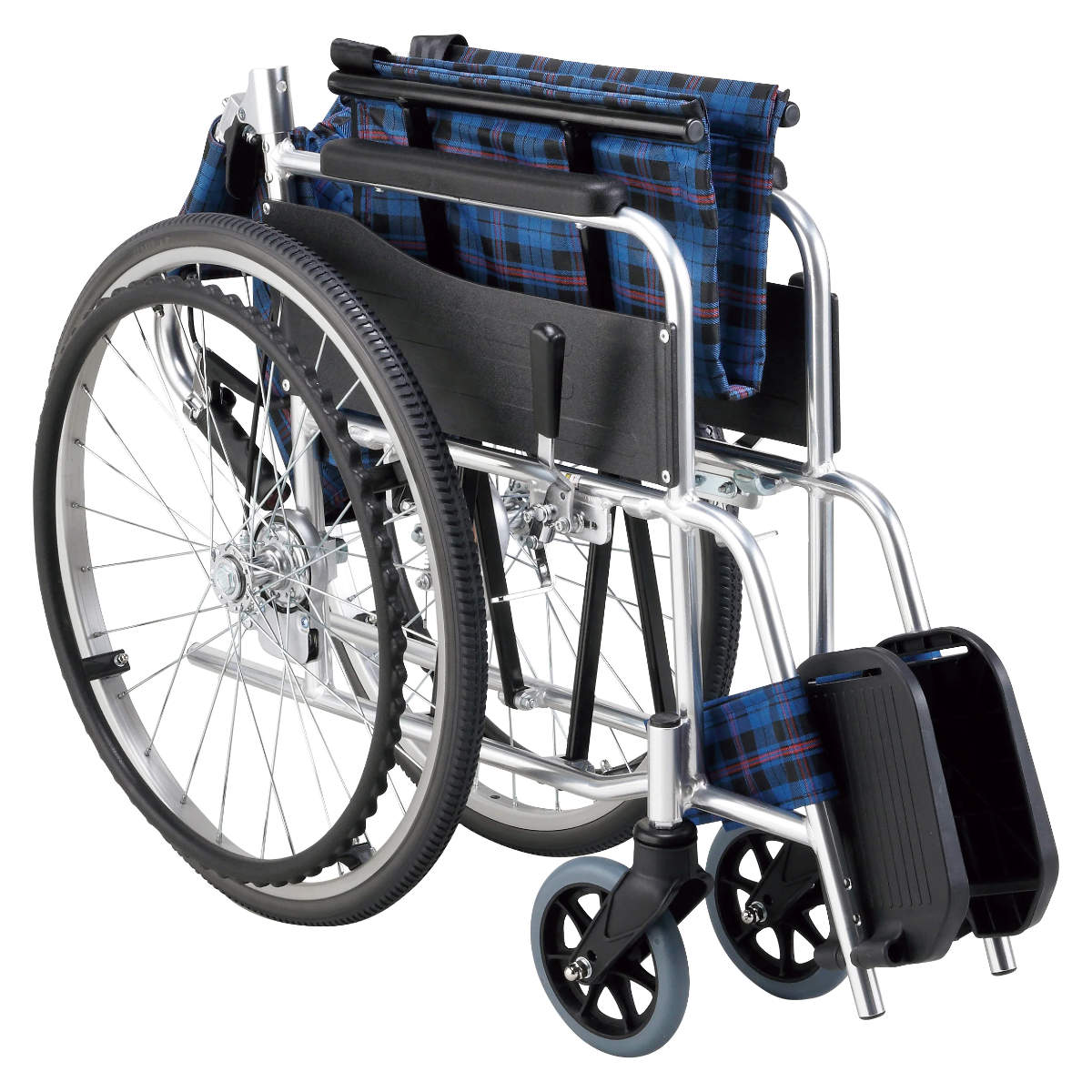 マキテック　ワイド車イス　座面幅46㎝　大柄な方向け　　25264 マキテック 車いす ワイドタイプ 自走式 背折れタイプ 座面幅46cm