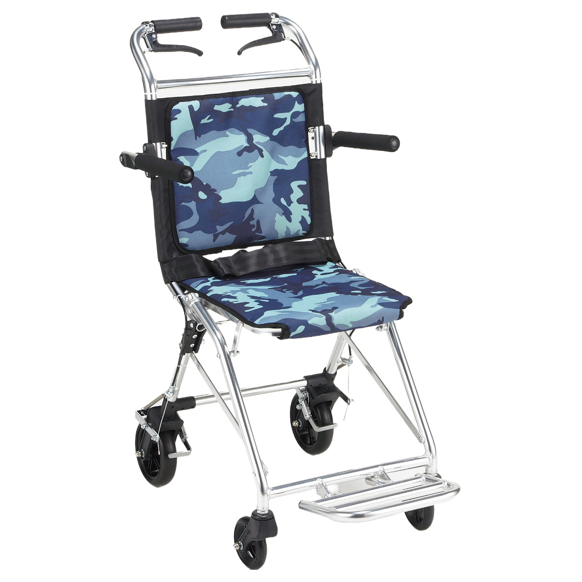 マキテック 車いす コンパクト介助車 楽ティ 介助式 背固定タイプ 迷彩