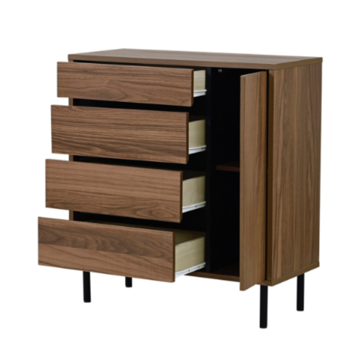 リビングボード 4段 片開き 北欧モダン Fresser 約幅78cm （ チェスト