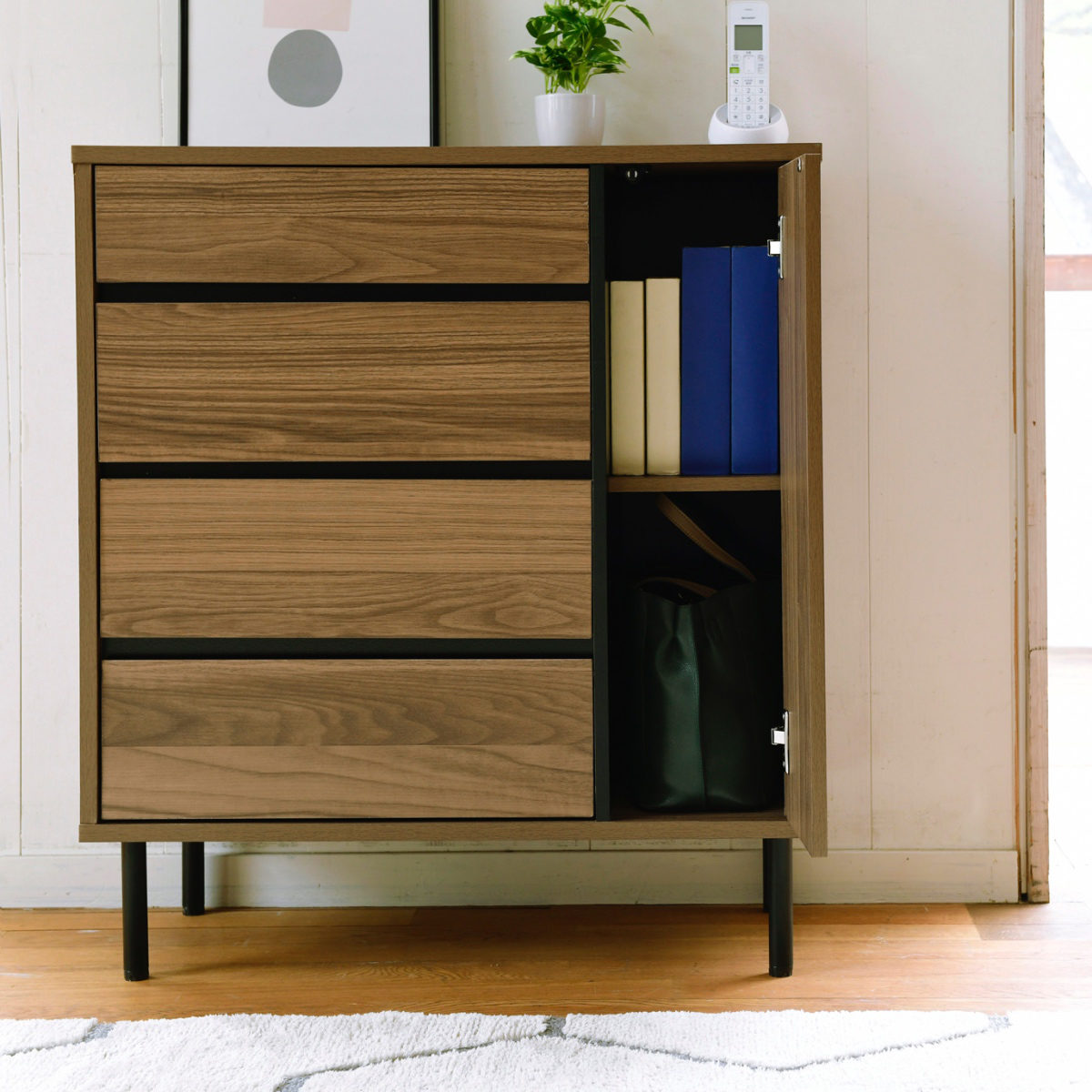 リビングボード 4段 片開き 北欧モダン Fresser 約幅78cm （ チェスト