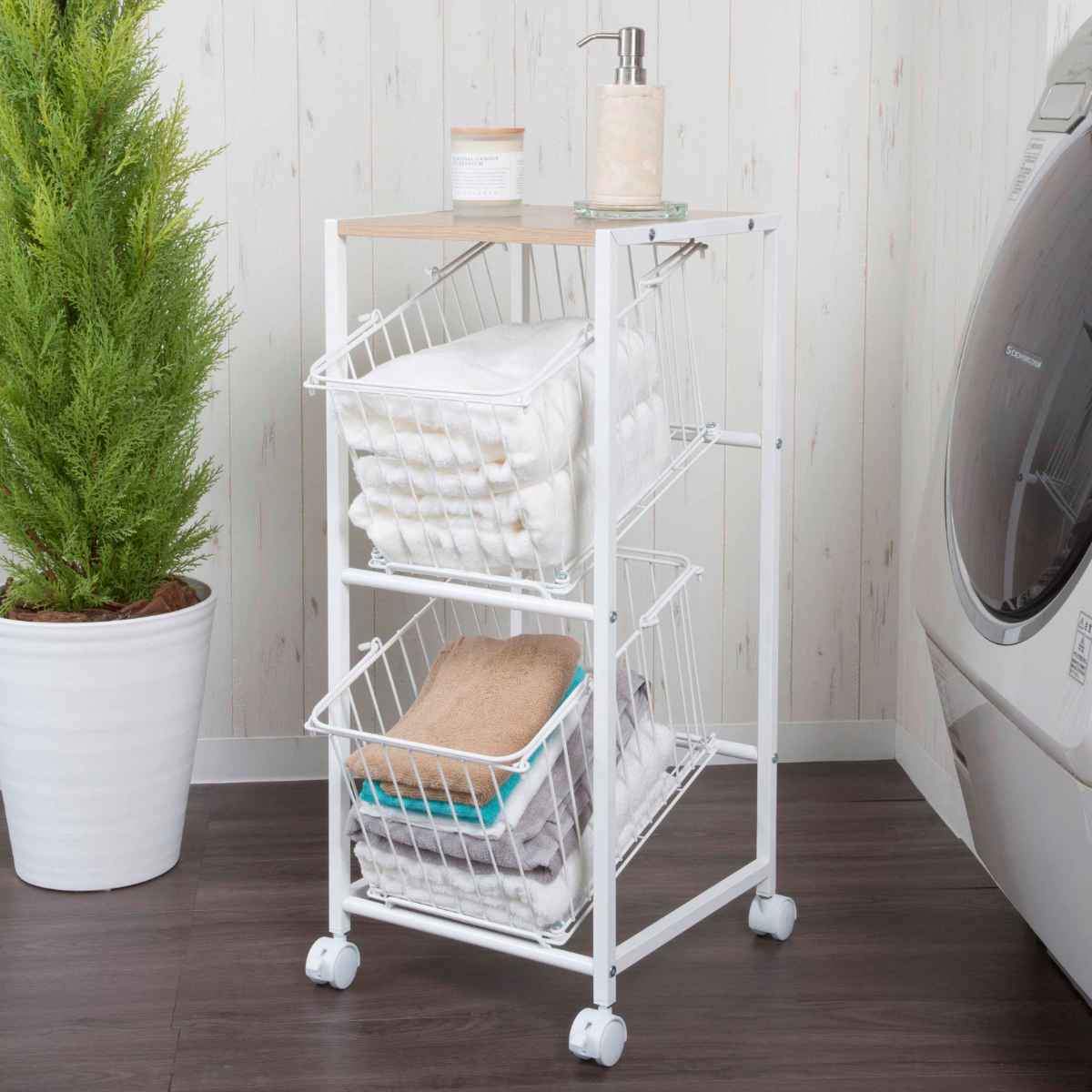 ランドリーラック 2段 キャスター付き （ ラック ランドリー