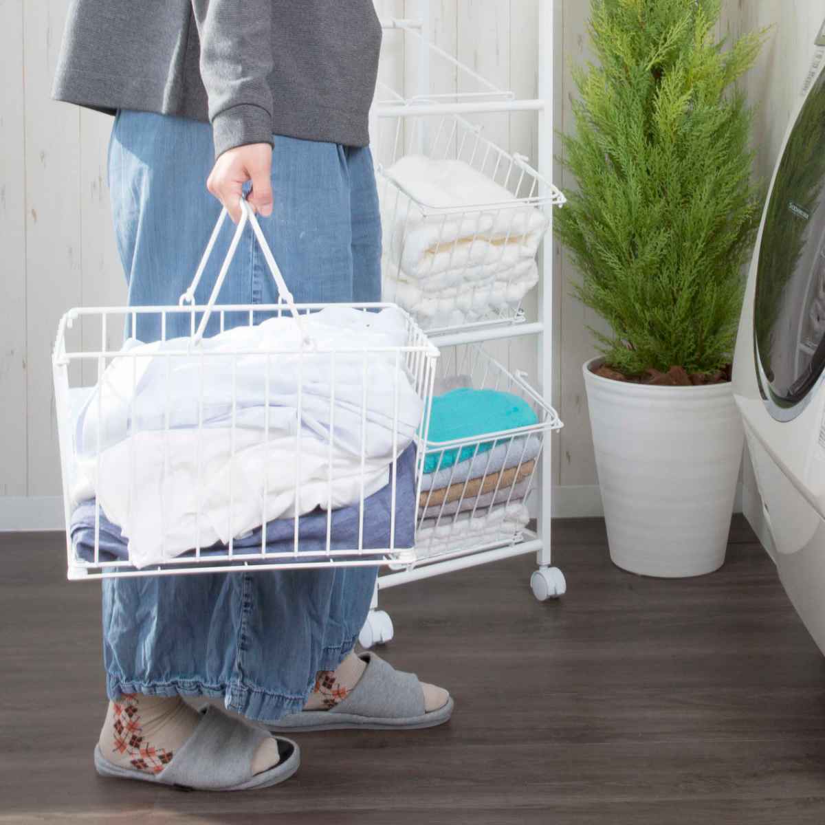 ランドリーラック 2段 キャスター付き （ ラック ランドリー