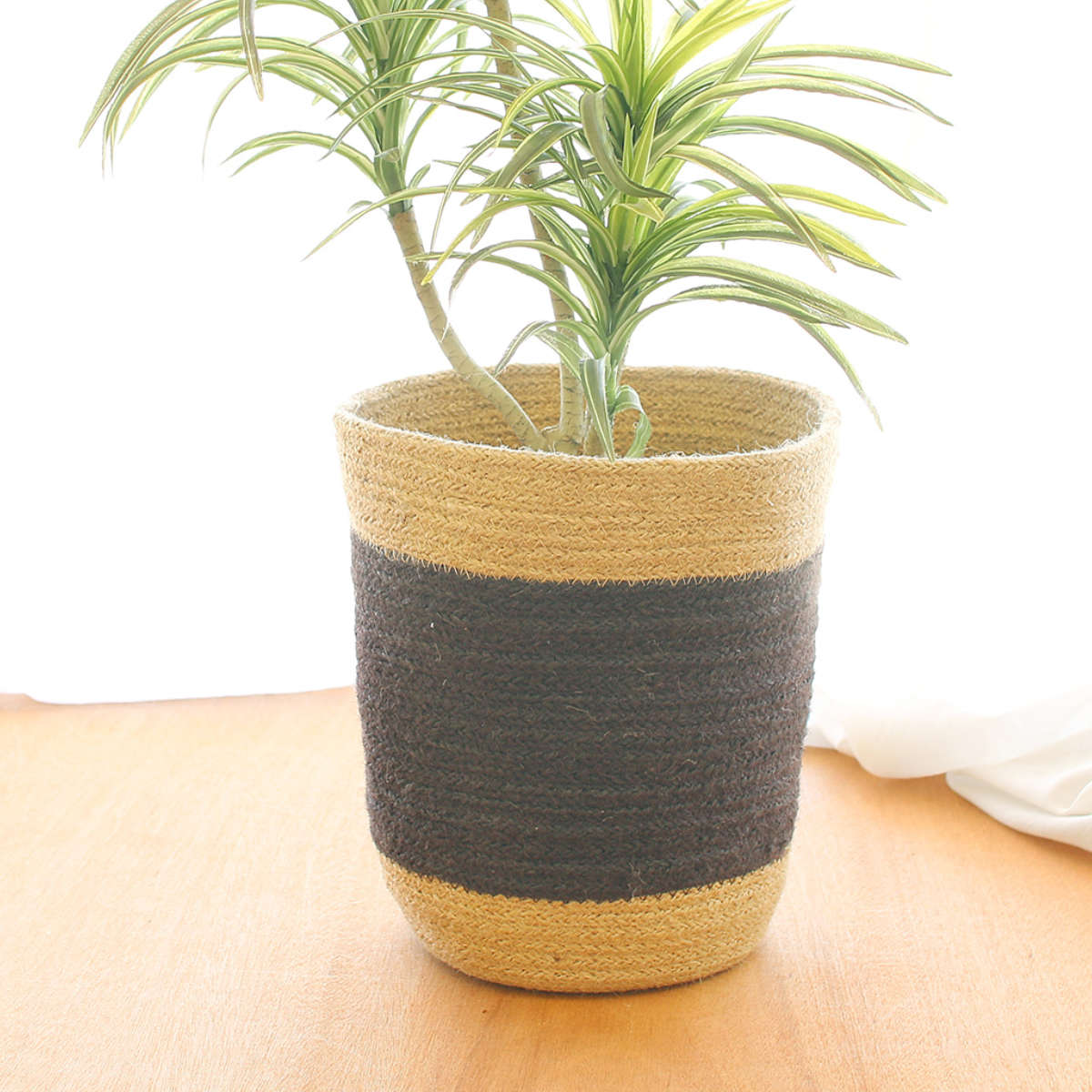 プランターカバー ジュートバスケット L ブラウン 直径25cm （ 植木鉢