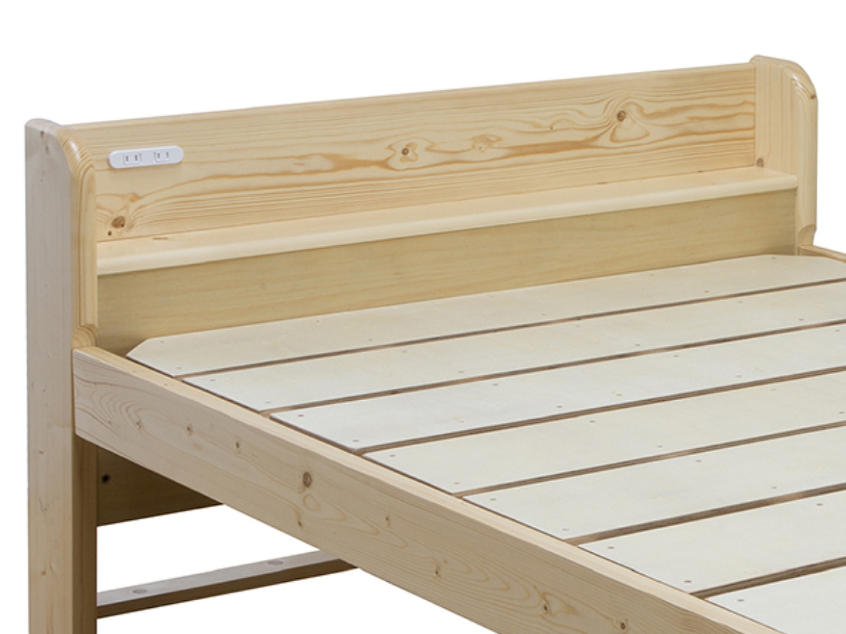 すのこベッド ダブル 宮棚 コンセント 耐荷重600kg 天然木 （ ベッド