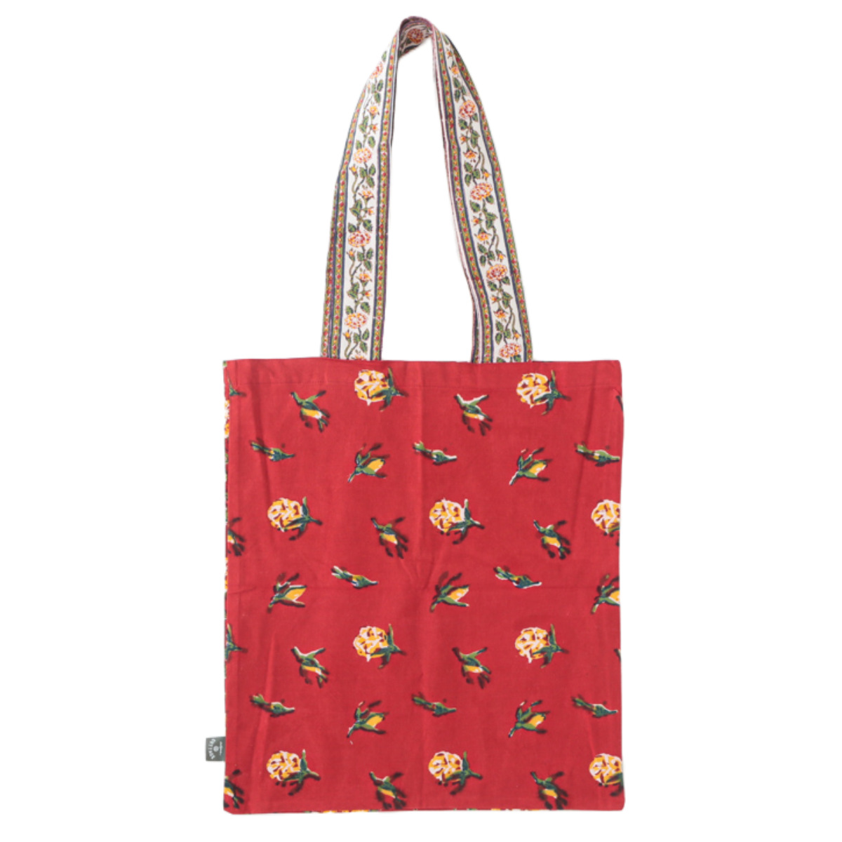 トートバッグ ブロックプリント 花柄 レディース A4 綿100％ （ マイ