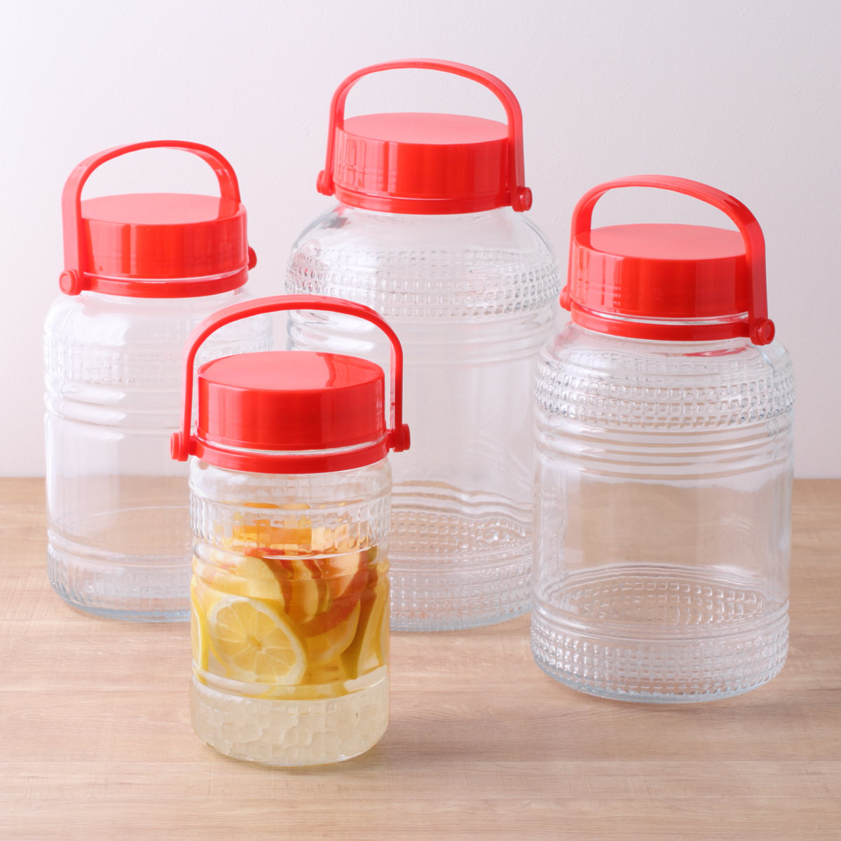 果実酒びん 果実酒用広口びん 4L （ ガラス 密閉 レシピ付き 保存容器