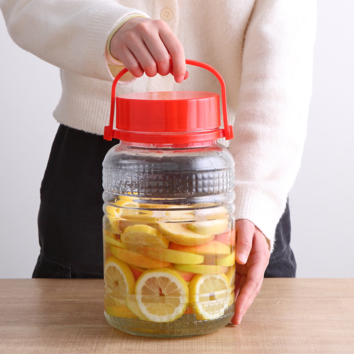 果実酒びん 果実酒用広口びん 4L （ ガラス 密閉 レシピ付き 保存容器