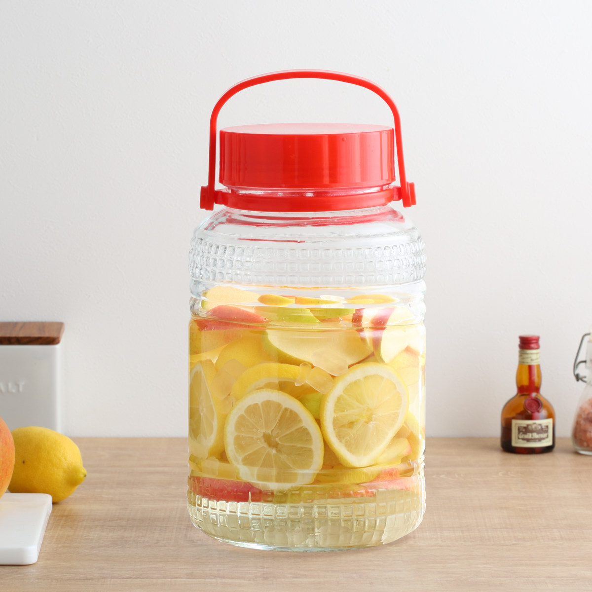 果実酒びん 果実酒用広口びん 5L （ ガラス 密閉 レシピ付き 保存容器 