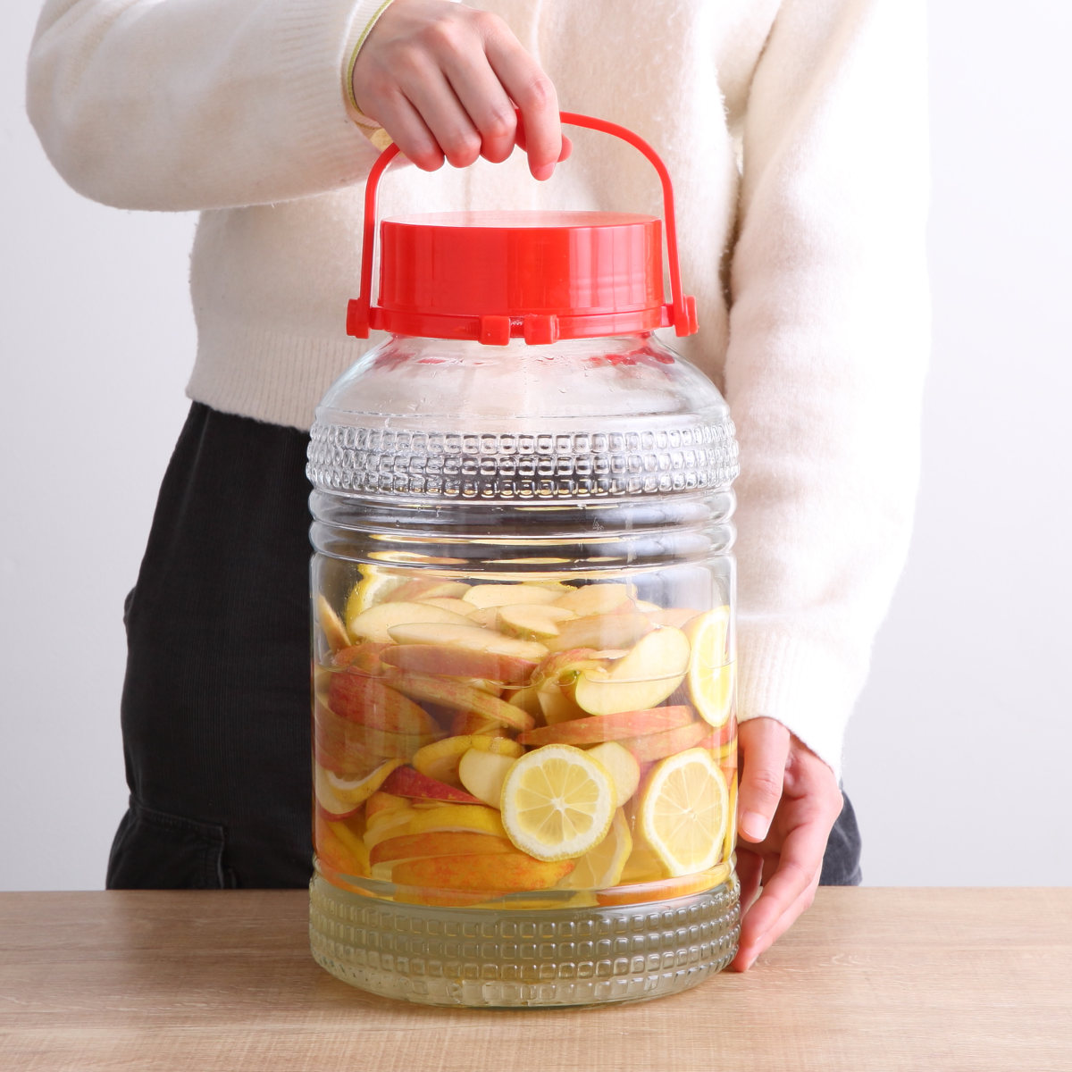 レトロ✴︎ガラス瓶✴︎ 【大】果実酒　梅酒瓶　保存食　インテリア　8L アンティーク 果実酒びん 果実酒用広口びん 8L （ ガラス 密閉 レシピ付き 保存容器