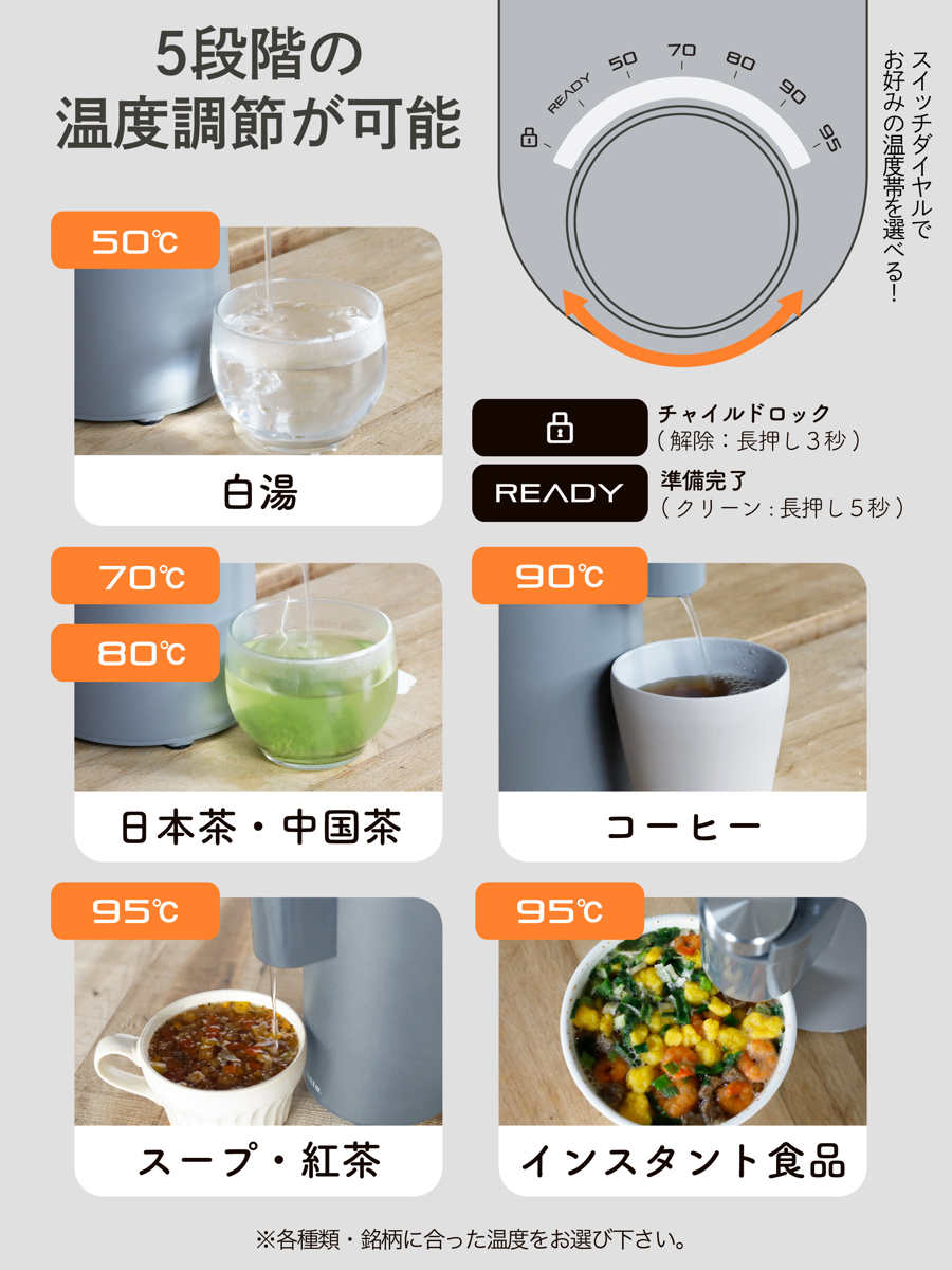 人気！mlte(ミルテ) フラッシュウォーマー(瞬間湯沸かし) 付属品 CB JAPAN（シービージャパン） フラッシュウォーマー 湯沸かし器 GRAY