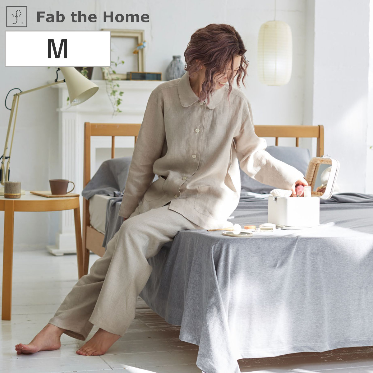 パジャマ Fab the Home Mサイズ レディース ファインリネン one-wash リネン麻 （ ファブザホーム 長袖 ルームウェア 部屋着  前開き 上下セット 春夏 ）