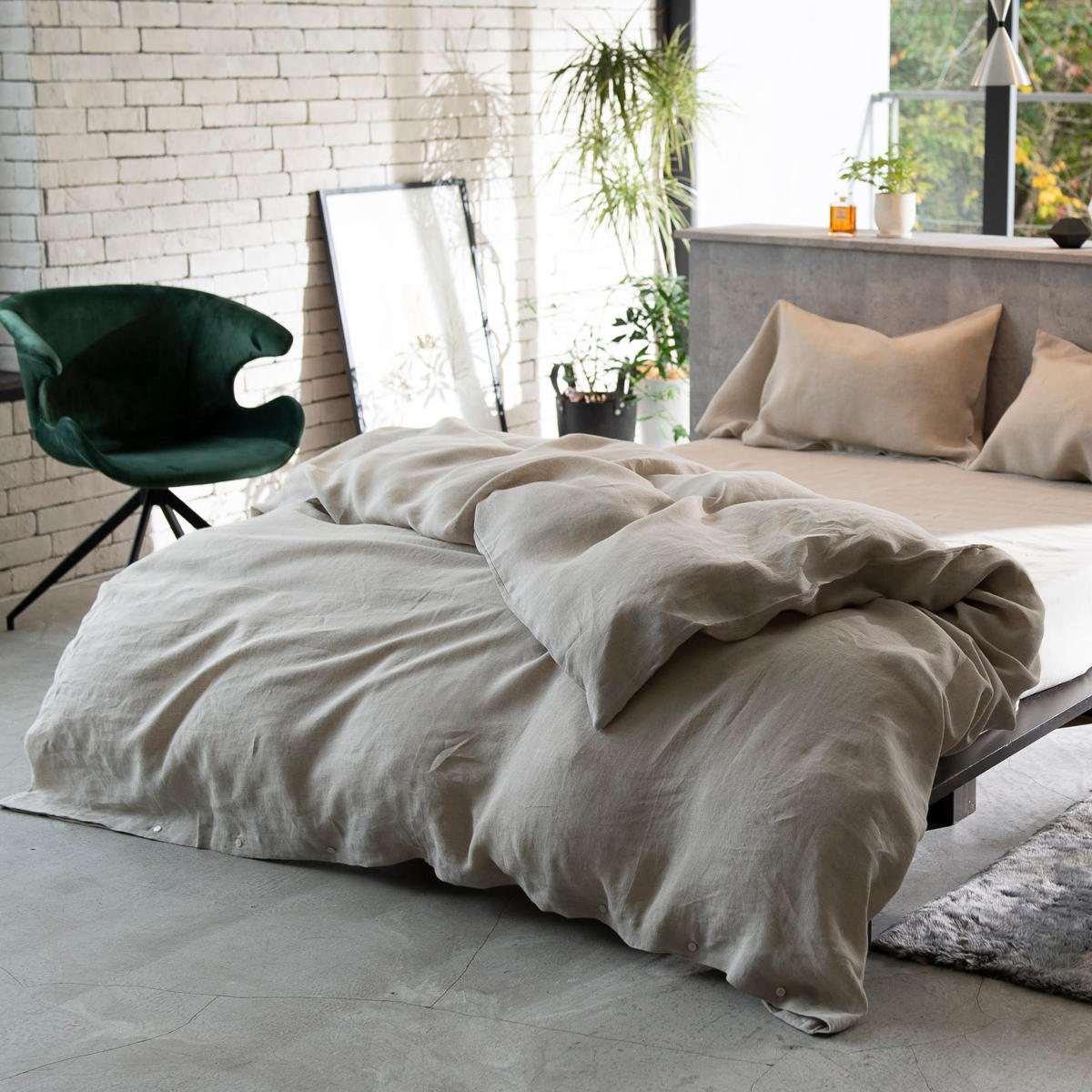 掛け布団カバー クイーン 麻100％ ファインリネン one-wash Fab the