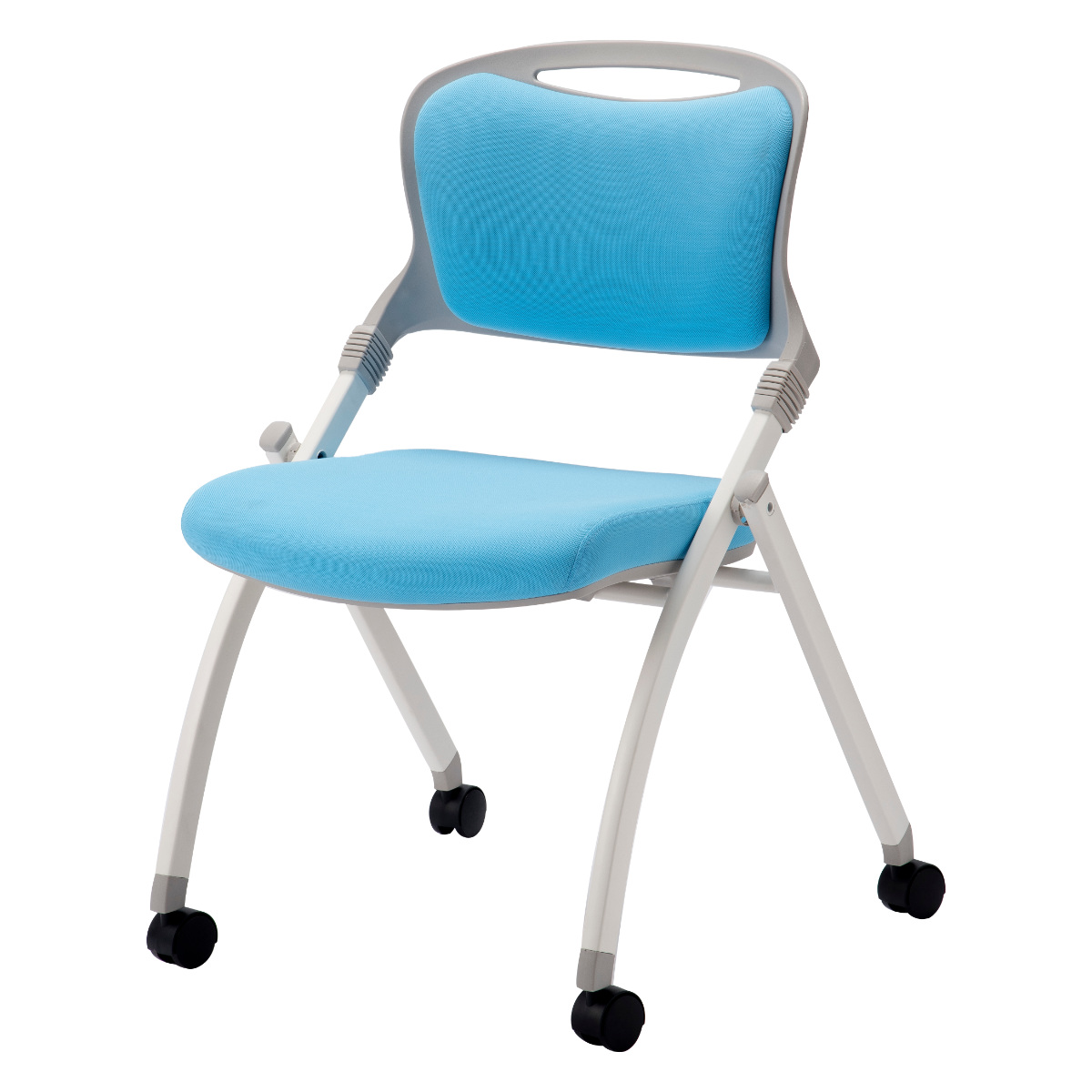 オフィスチェア 座面高48cm 2脚セット 折りたたみ スタッキング可能 