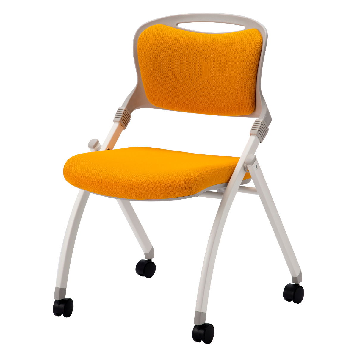 オフィスチェア 座面高48cm 2脚セット 折りたたみ スタッキング可能