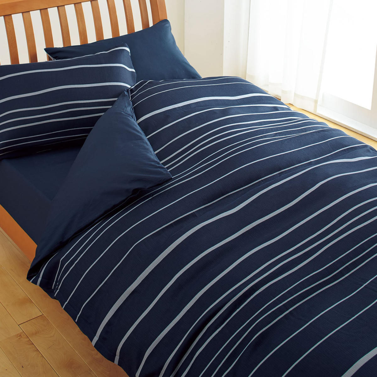 西川（nishikawa） 掛け布団カバー ボーダー柄 mee シングルロング 綿