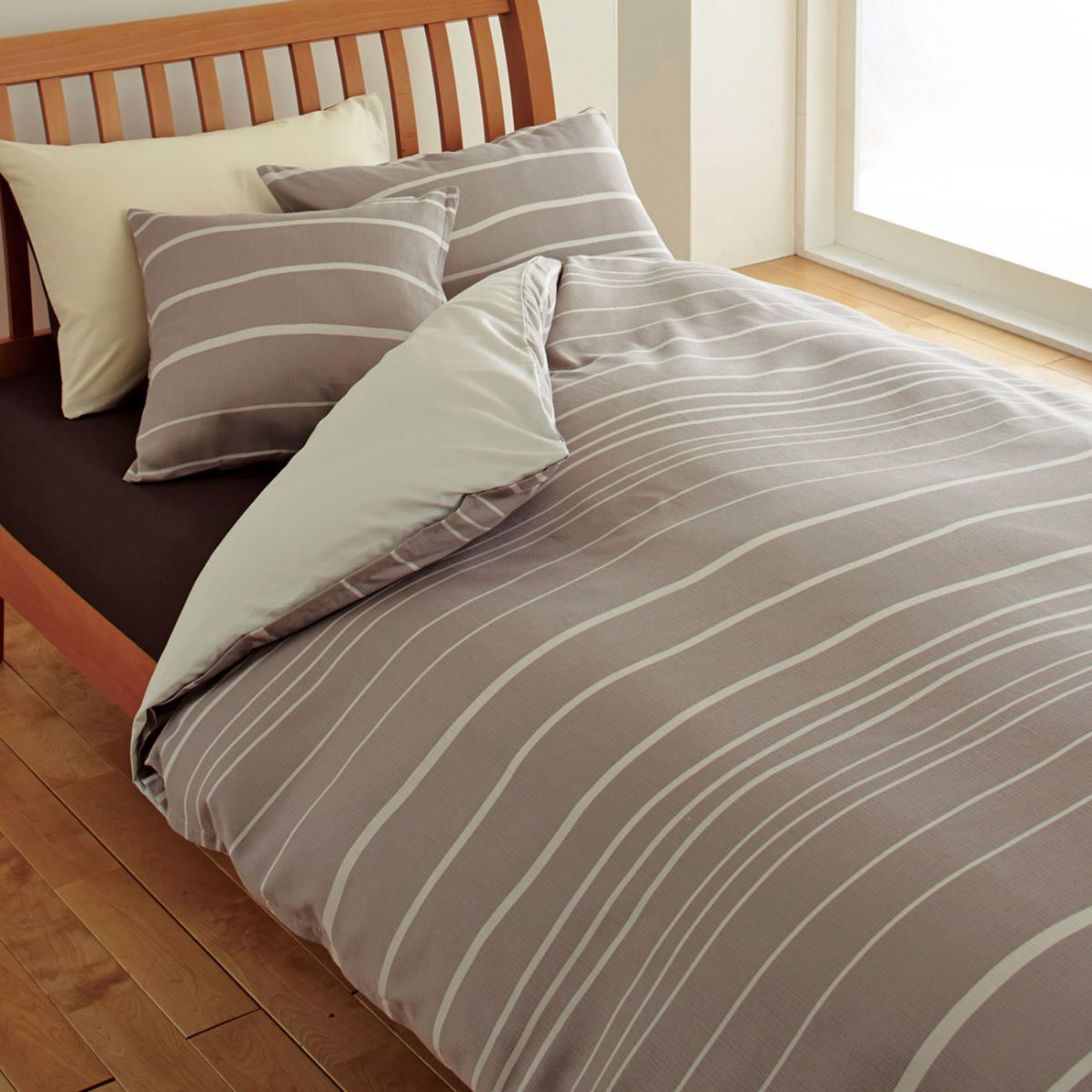 西川（nishikawa） 掛け布団カバー ボーダー柄 mee ダブルロング 綿100