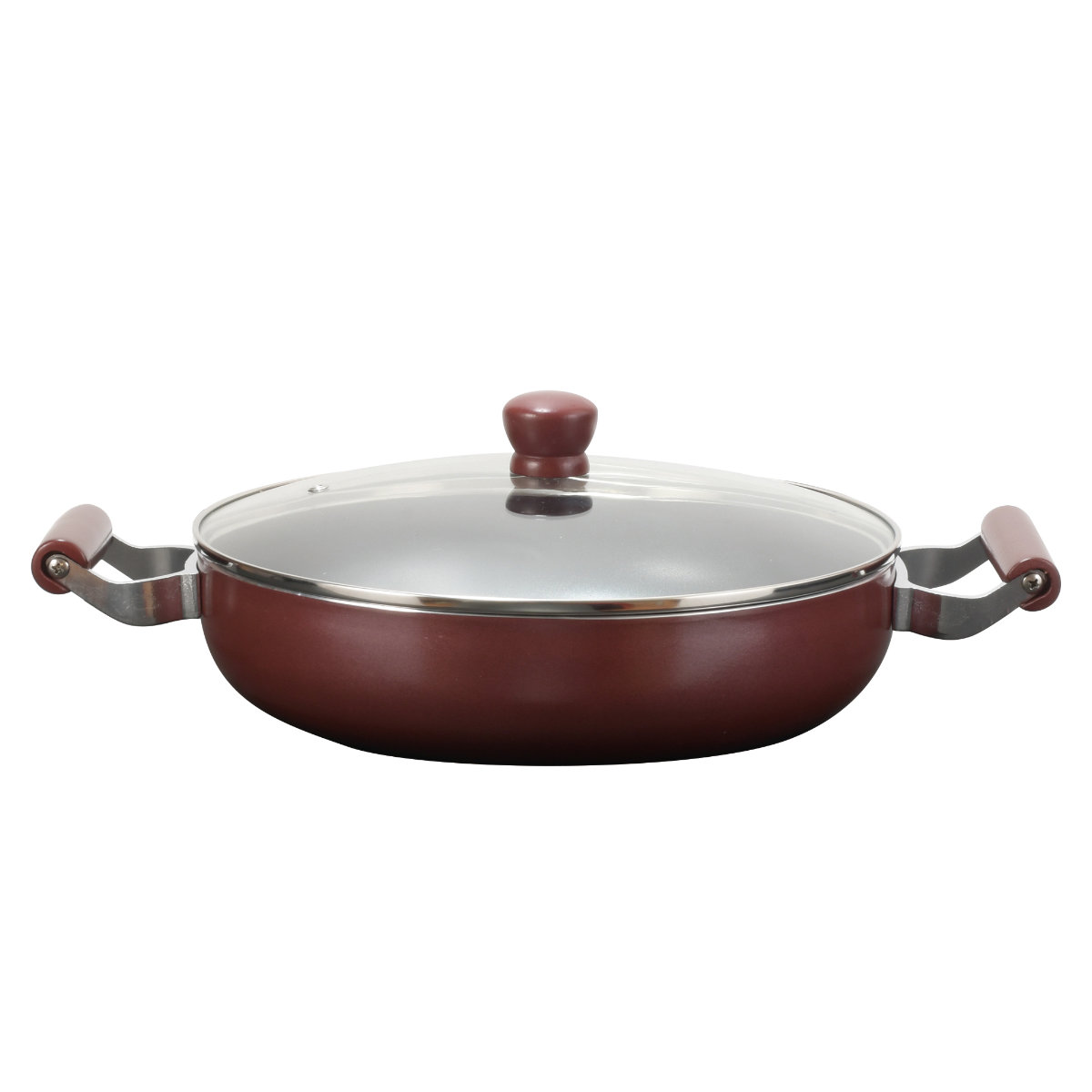 パール金属 両手鍋 30cm 浅型 IH対応 ガラス蓋付き ふっ素加工 メガ