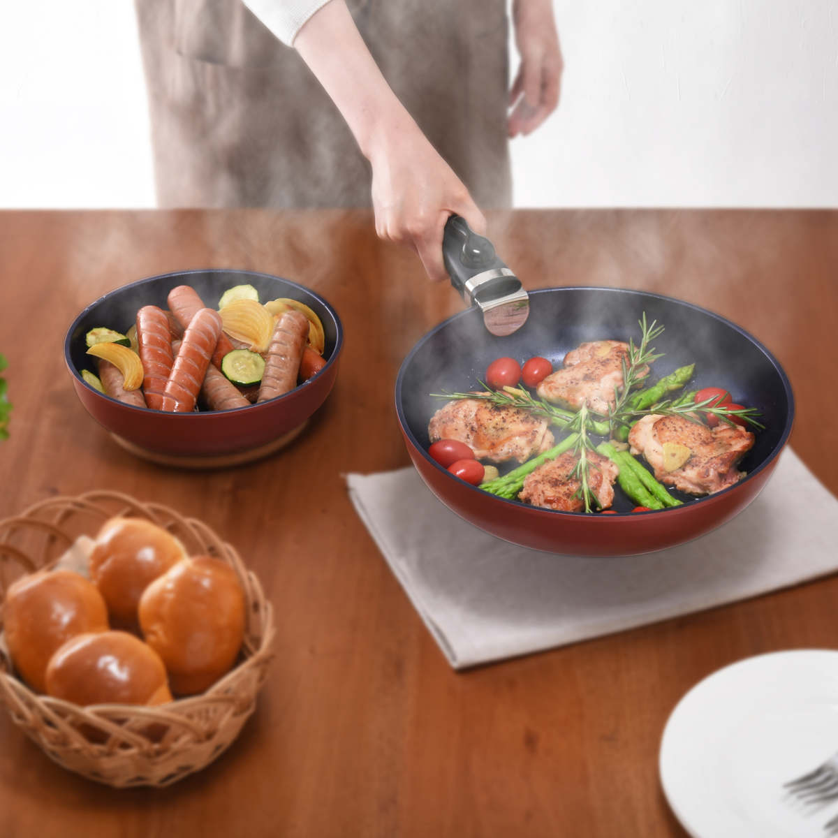 アーネスト（Arnest） フライパン 3点セット IH対応 取っ手が外せる