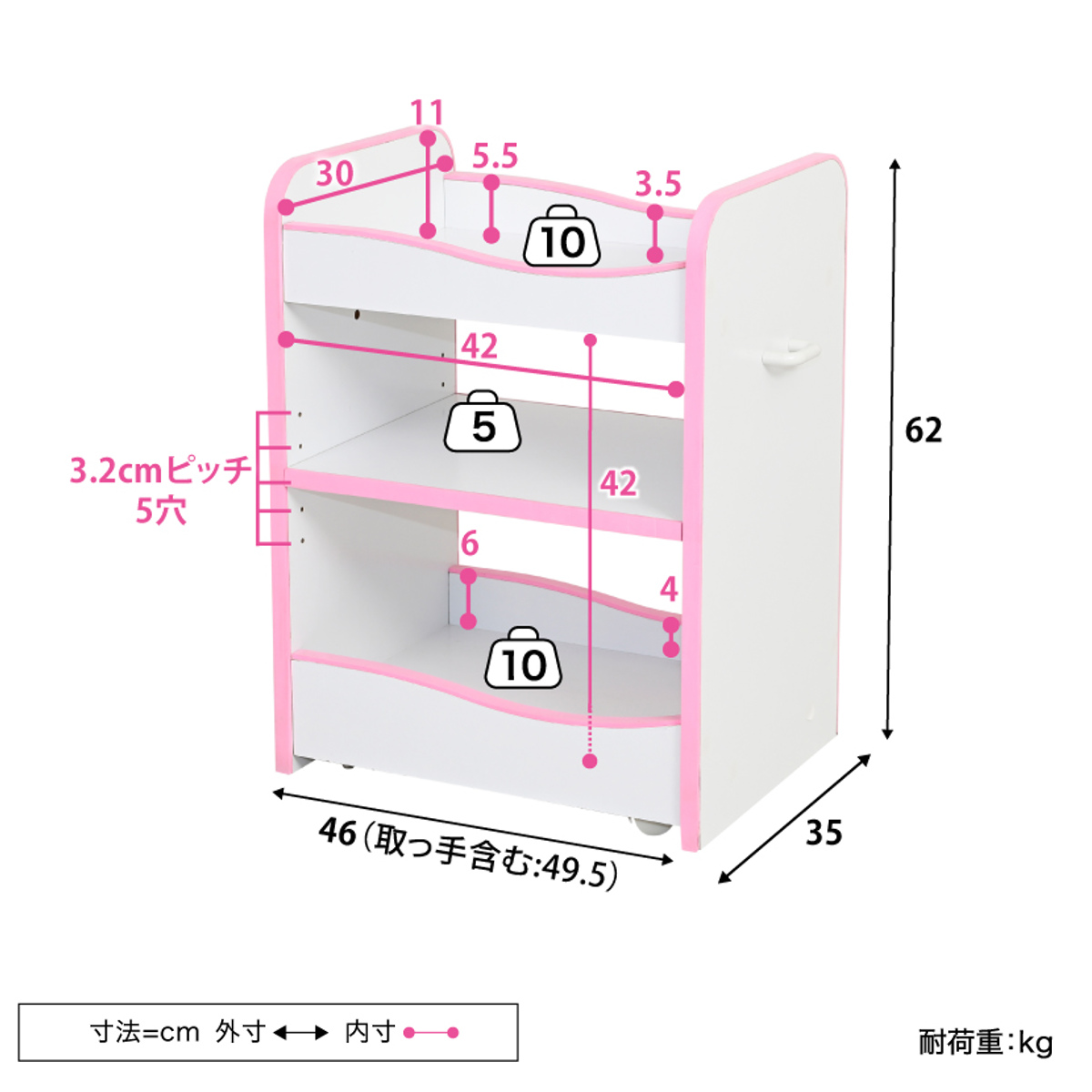 ワゴン キャスター付き リビング収納 マルチワゴン 棚