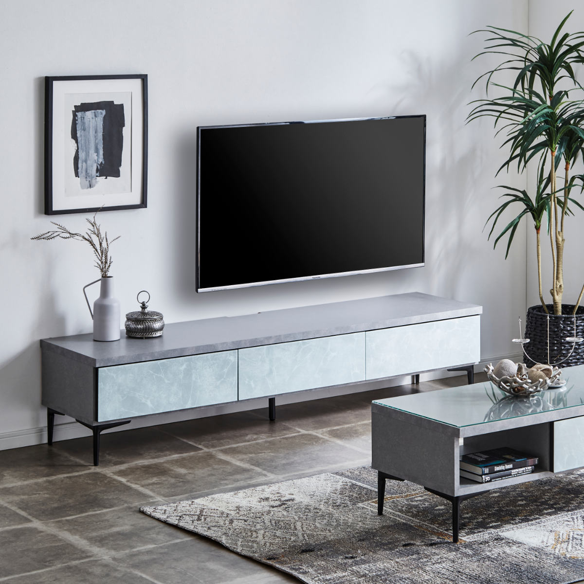 アルファタカバ テレビ台 ローボード 大理石調 リモコン透過仕様 幅