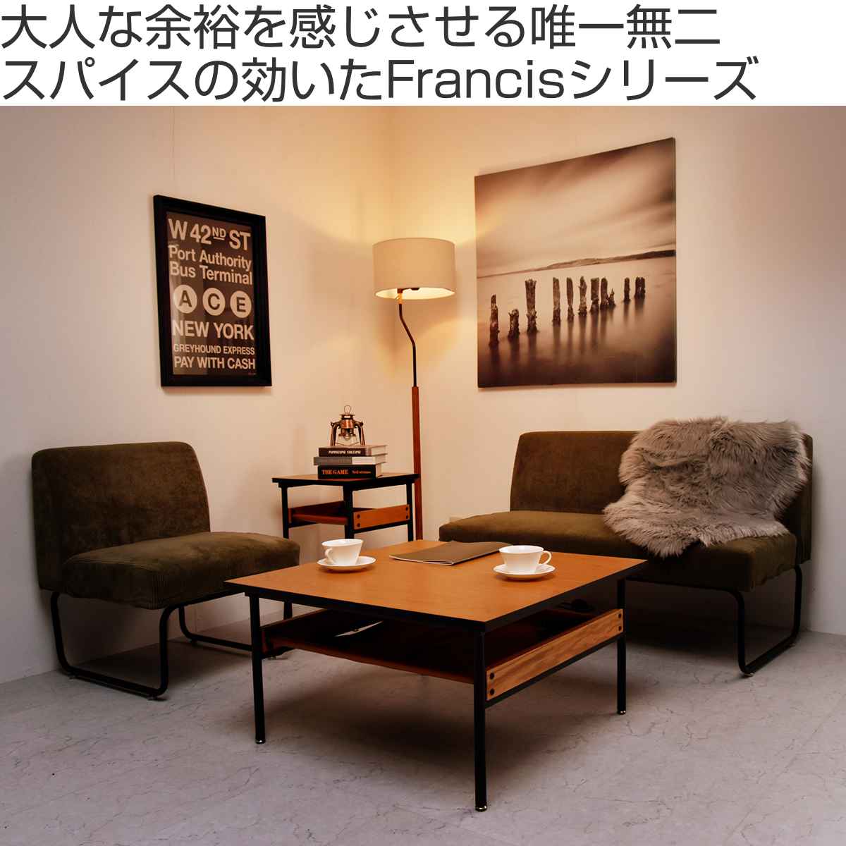 センターテーブル 幅75cm 防水天板 （ 正方形 ミッドセンチュリー リビングテーブル ローテーブル 木目調 ） | B.Bファニシング | 01