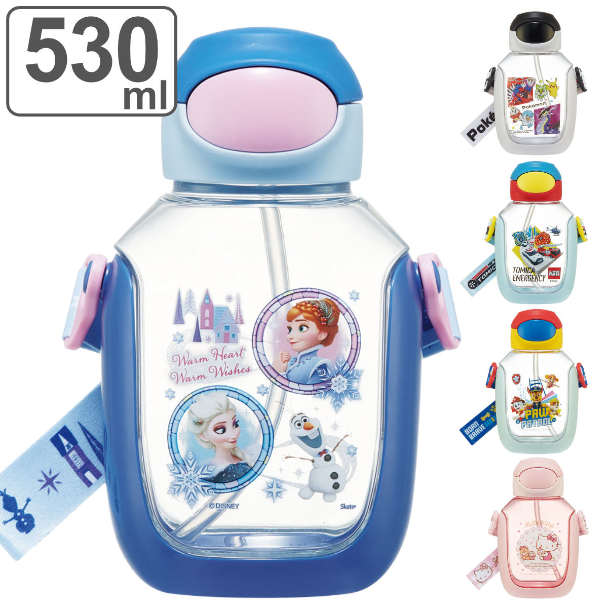スケーター ワンプッシュ ストロー 水筒 530ml プラスチック