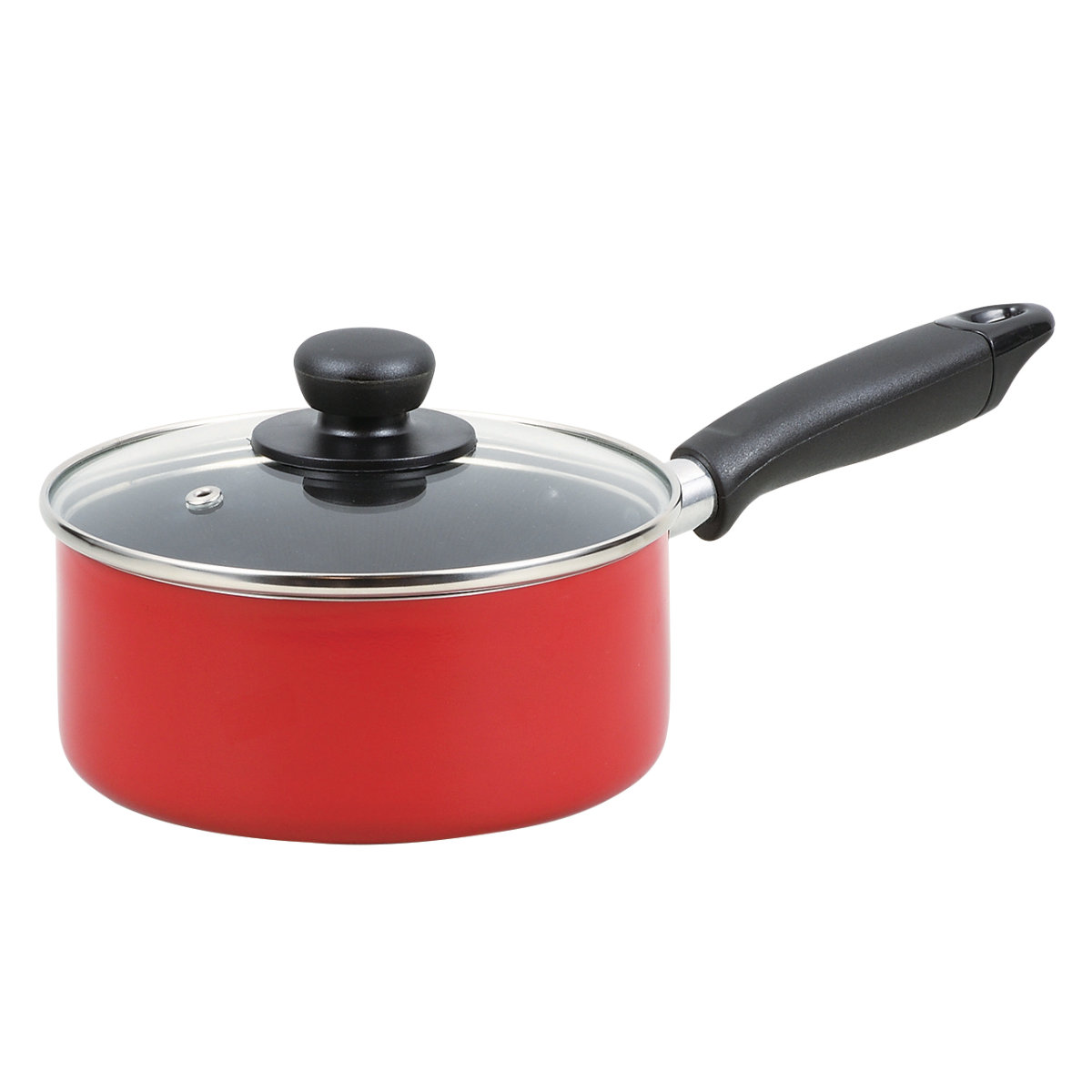 パール金属 片手鍋 16cm IH対応 ガラス蓋付き ふっ素加工 ジャスト