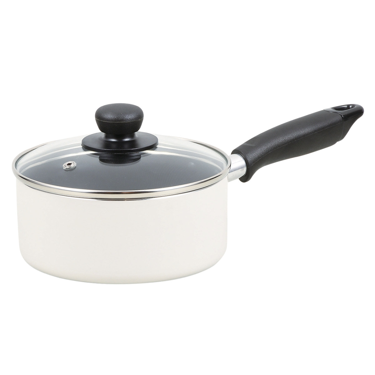 パール金属 片手鍋 16cm IH対応 ガラス蓋付き ふっ素加工 ジャスト