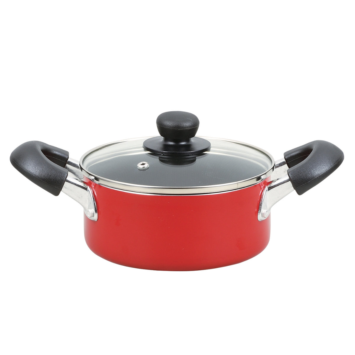 パール金属 両手鍋 16cm IH対応 ガラス蓋付き ふっ素加工 ジャスト