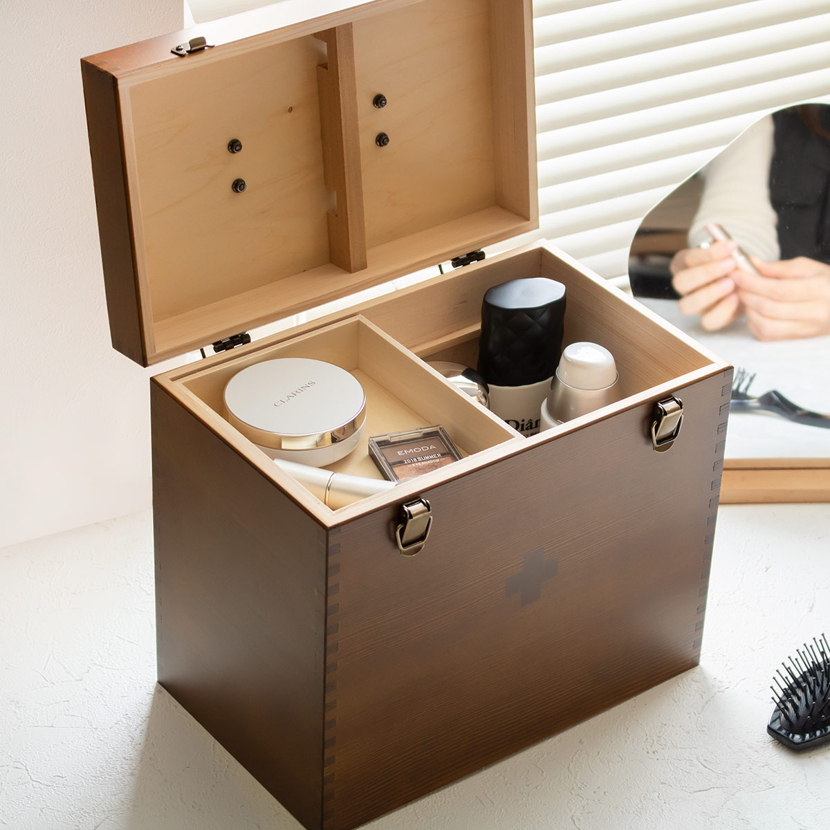 救急箱 木製 日本製 大容量 薬箱 薬 収納 （ 薬ケース 救急ボックス 薬