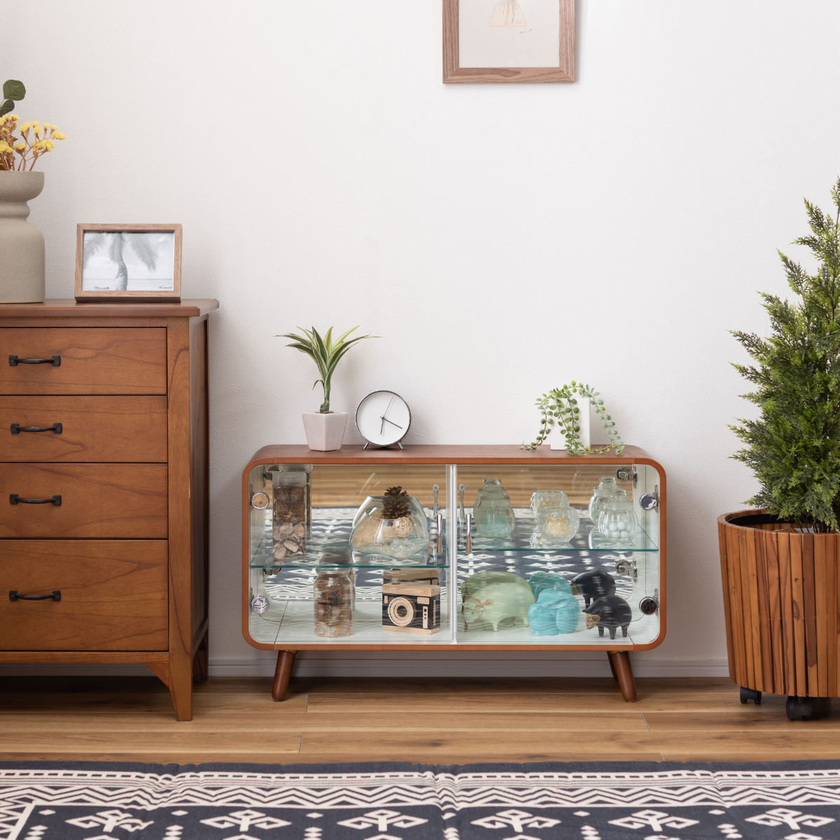 東谷 コレクションラック ロータイプ ショーケース 背面ガラス 約幅