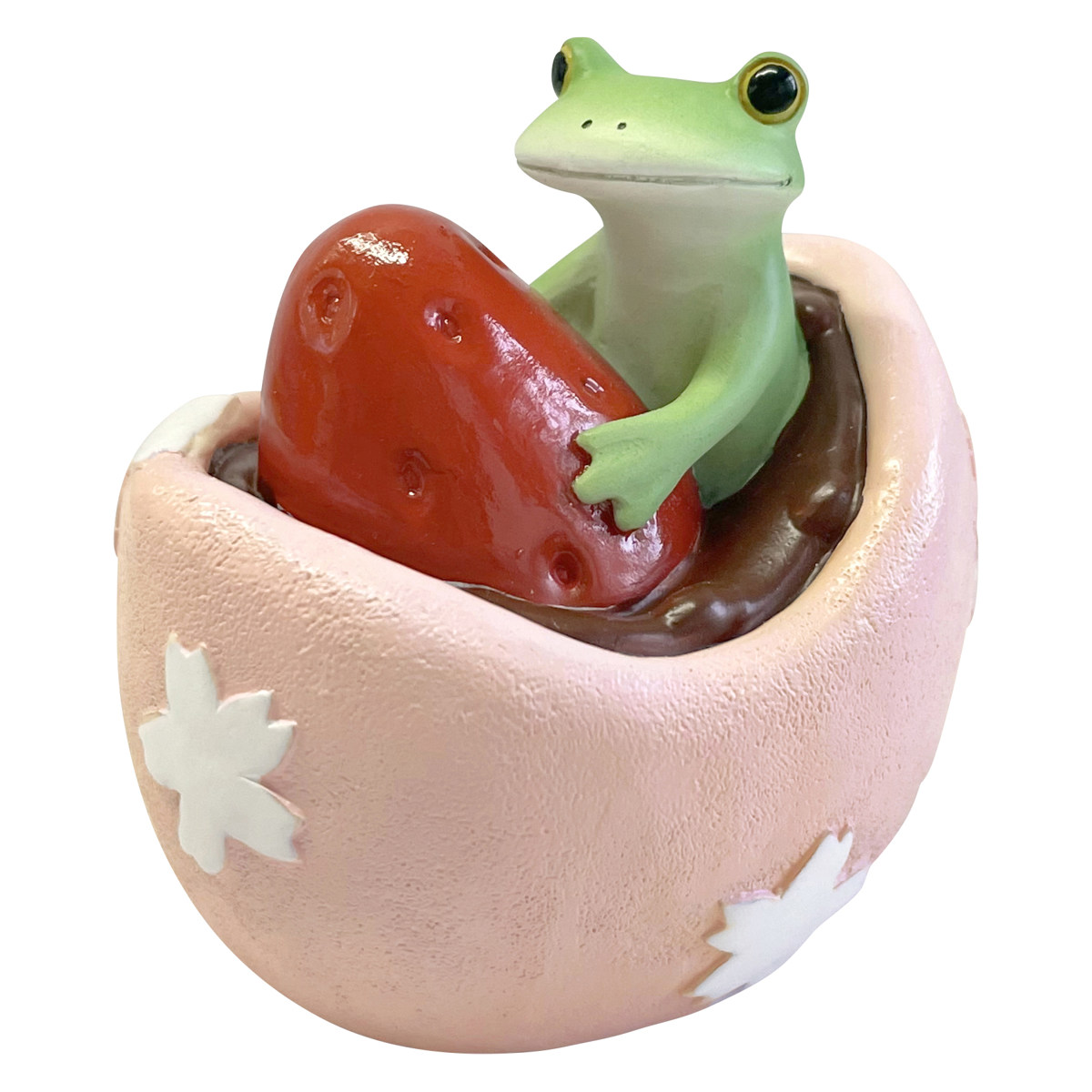 コポー　かえる　コポタロウ　桜　いちご コポー いちごとカエル カエル 置物 （ Copeau 置き物