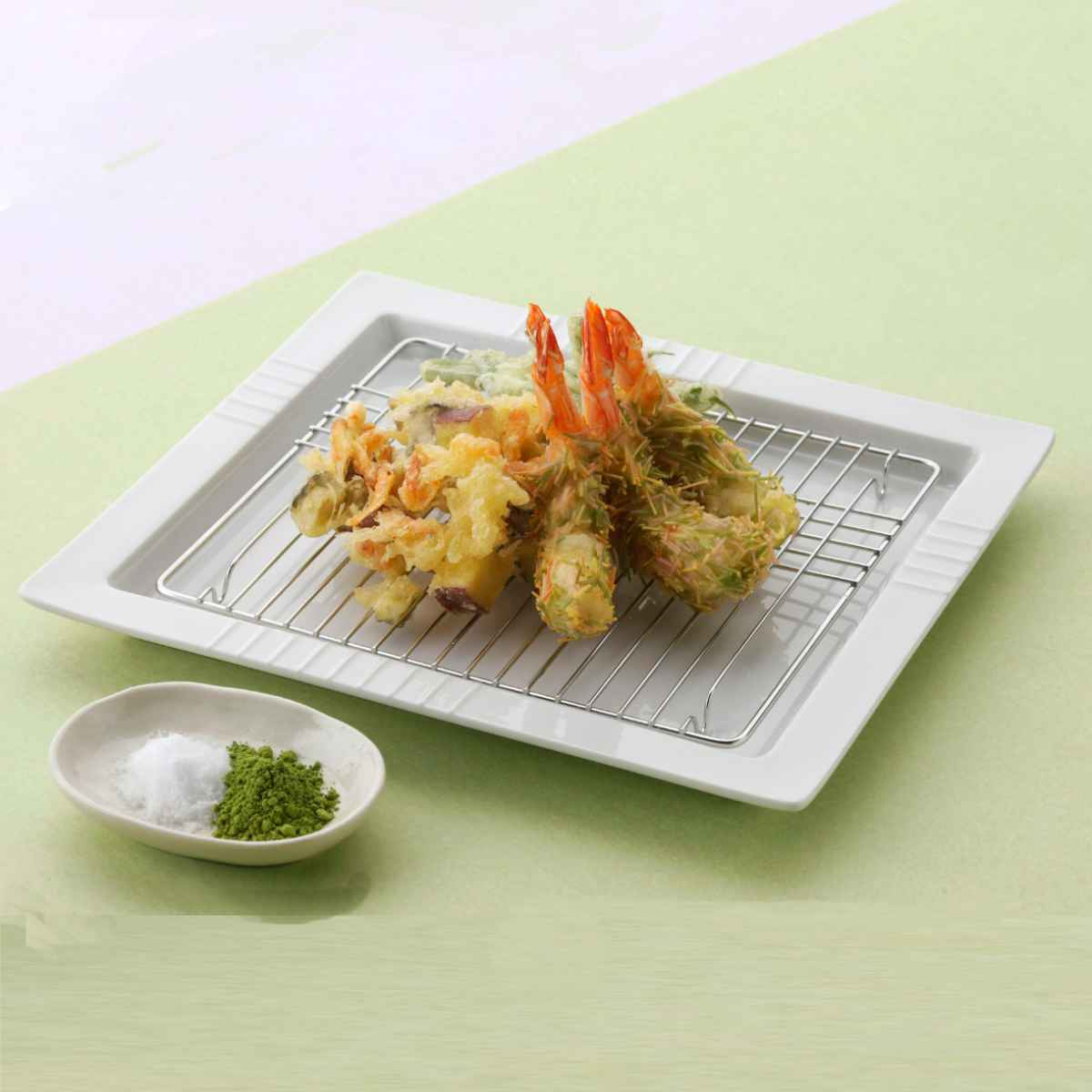 揚げ物皿網付き 下村企販 プレート 網付き 25cm スクエアディッシュ 磁器 （ 食洗機