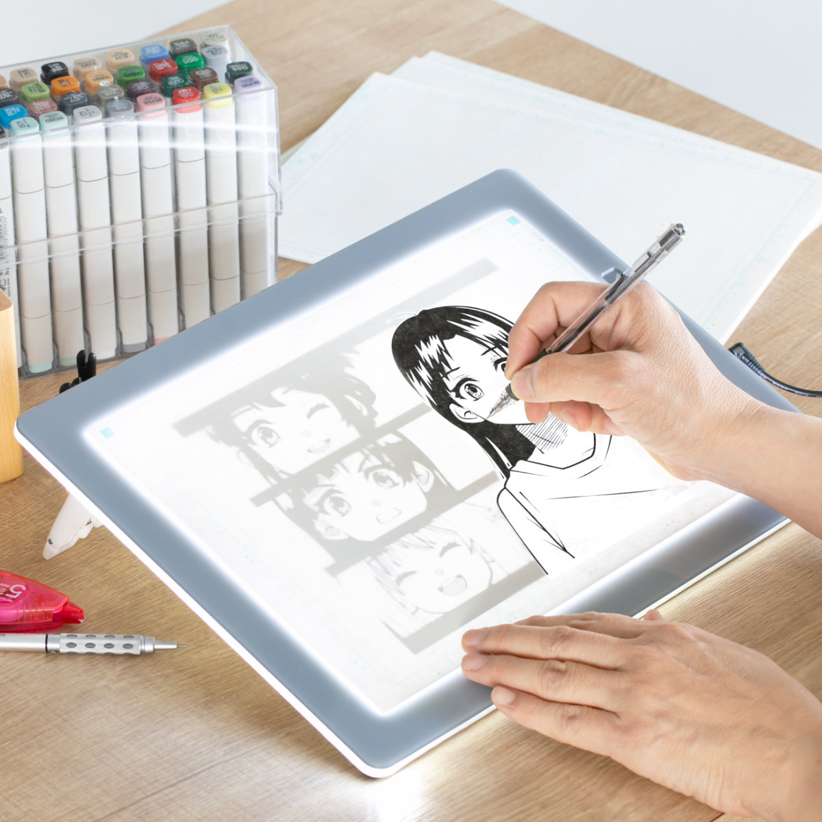 Trytec トレース台 A4 薄型LED トレビュアー グレー USBセット A4-500