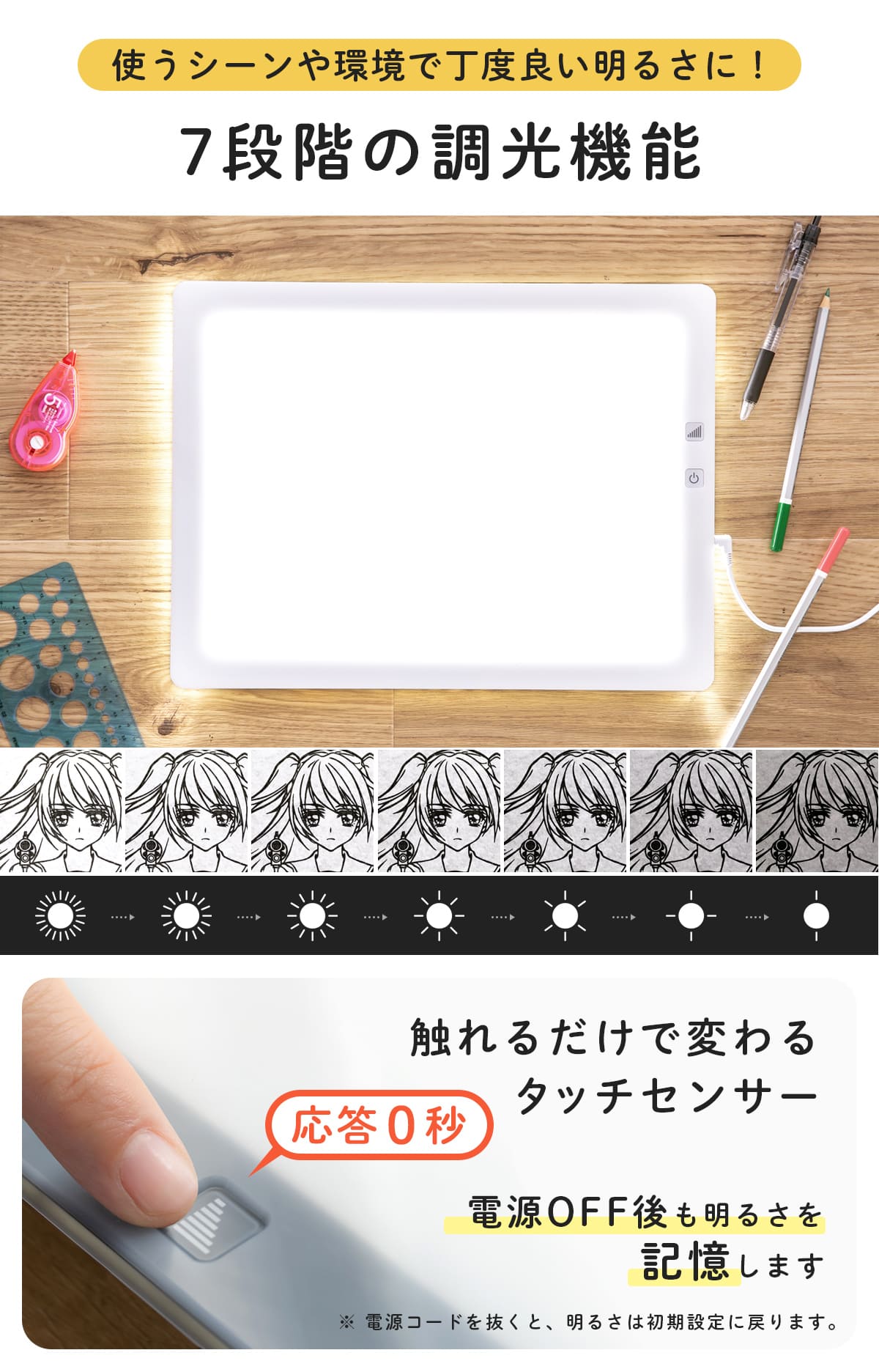 Trytec トレース台 A4 薄型LED トレビュアー グレー USBセット A4-500