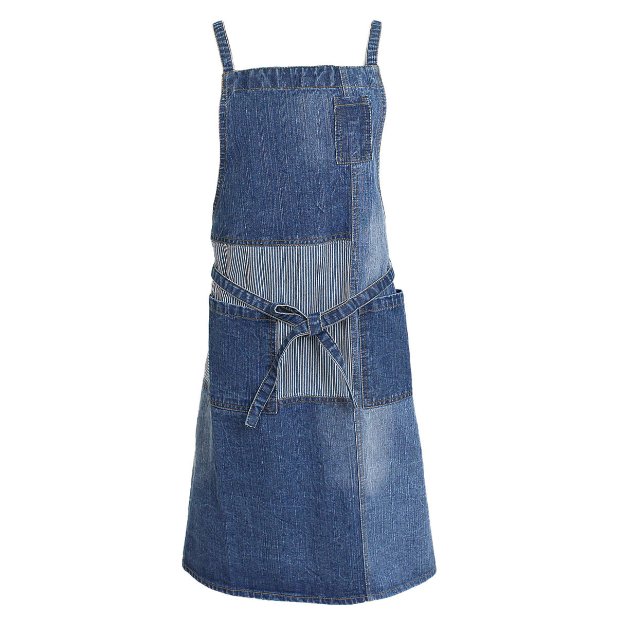 エプロン パッチワークデニムクロスエプロン （ ポケット付き デニム