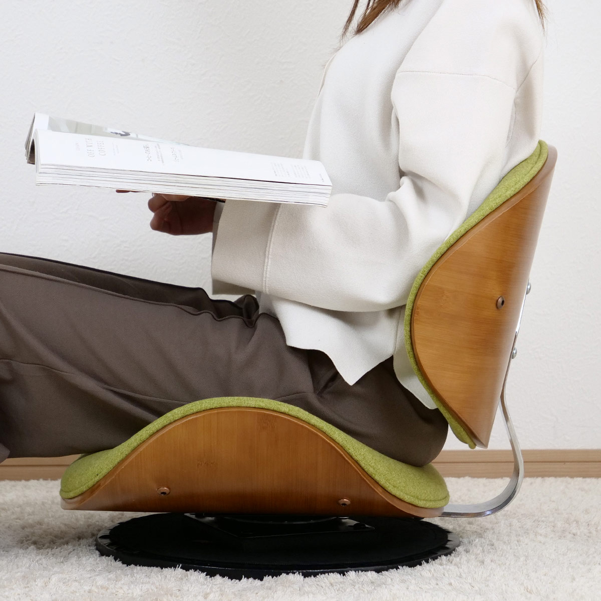 座椅子 360度 回転式 幅55cm ファブリック （ フロアチェア ローチェア