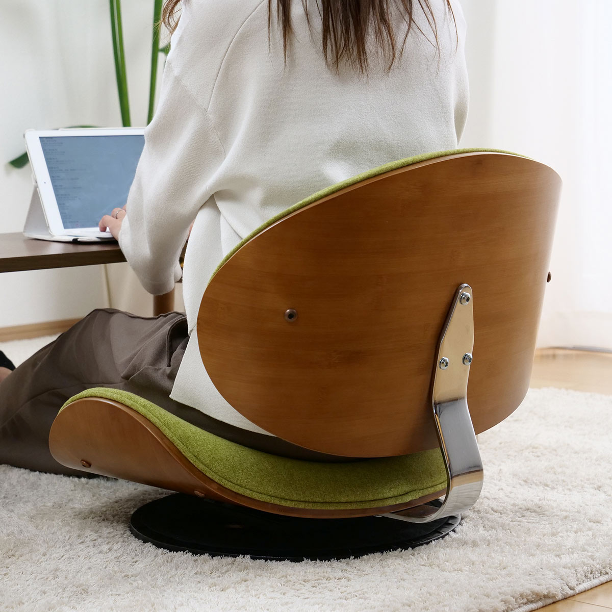 座椅子 360度 回転式 幅55cm ファブリック （ フロアチェア ローチェア