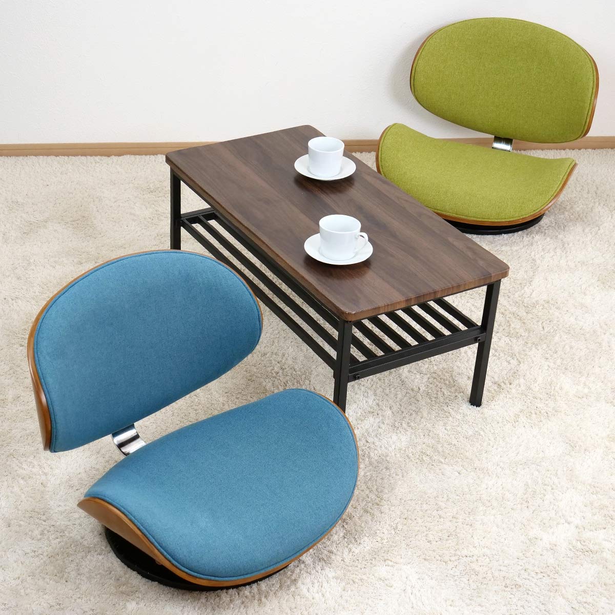 座椅子 360度 回転式 幅55cm ファブリック （ フロアチェア ローチェア