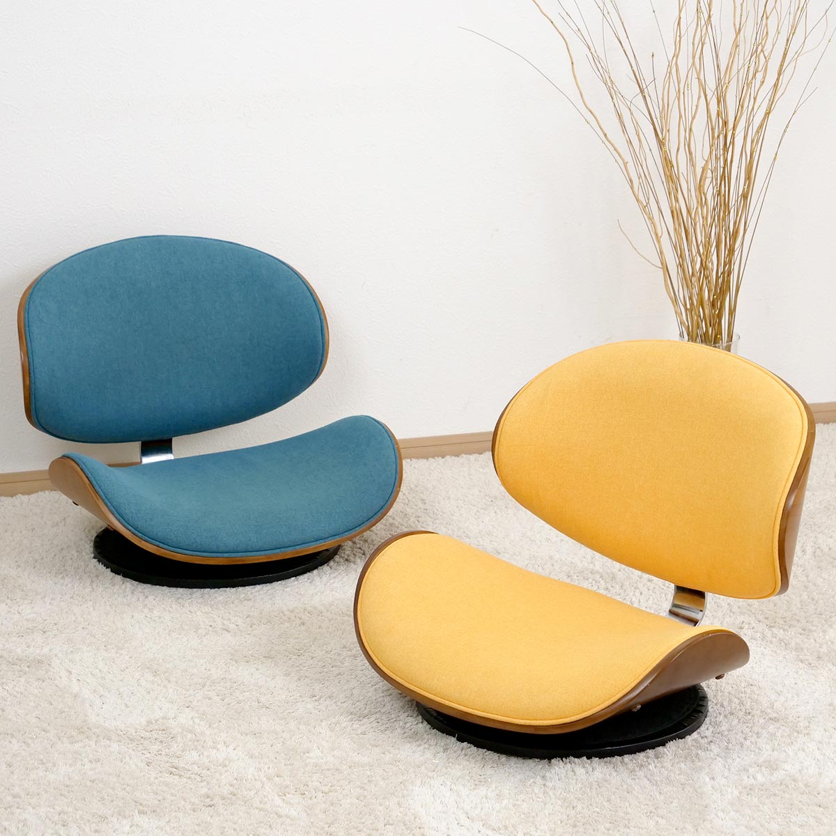 360度回転座椅子 フィット感のあるファブリック製 座椅子 360度 回転式 幅55cm ファブリック （ フロアチェア ローチェア