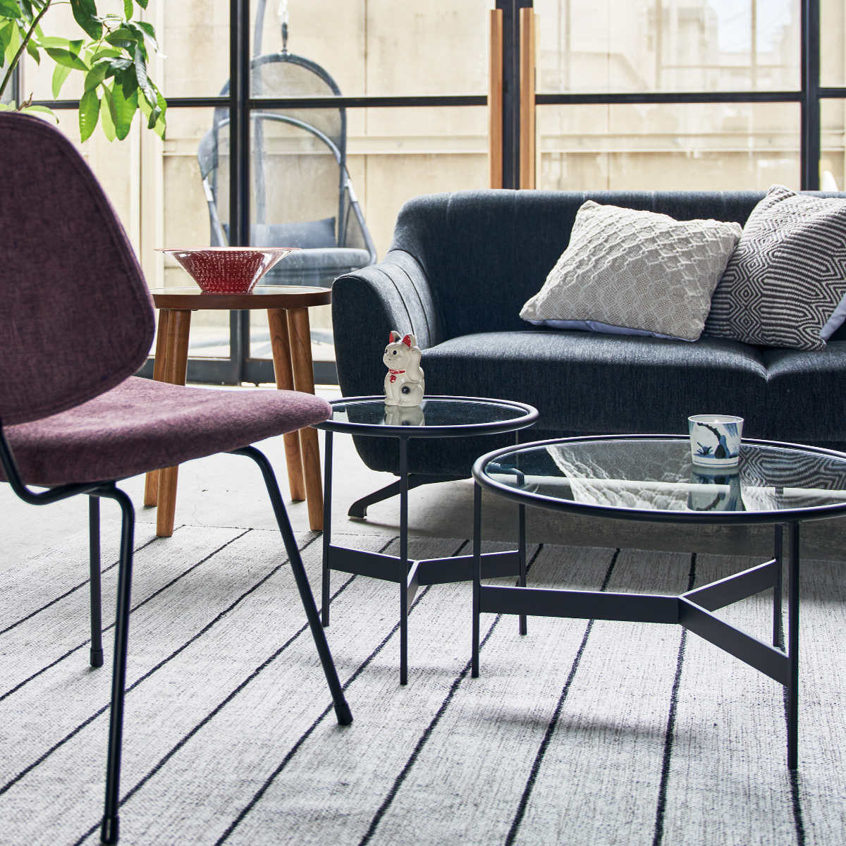 東谷 ローテーブル 幅60cm 丸 ガラス （ リビング テーブル ガラス