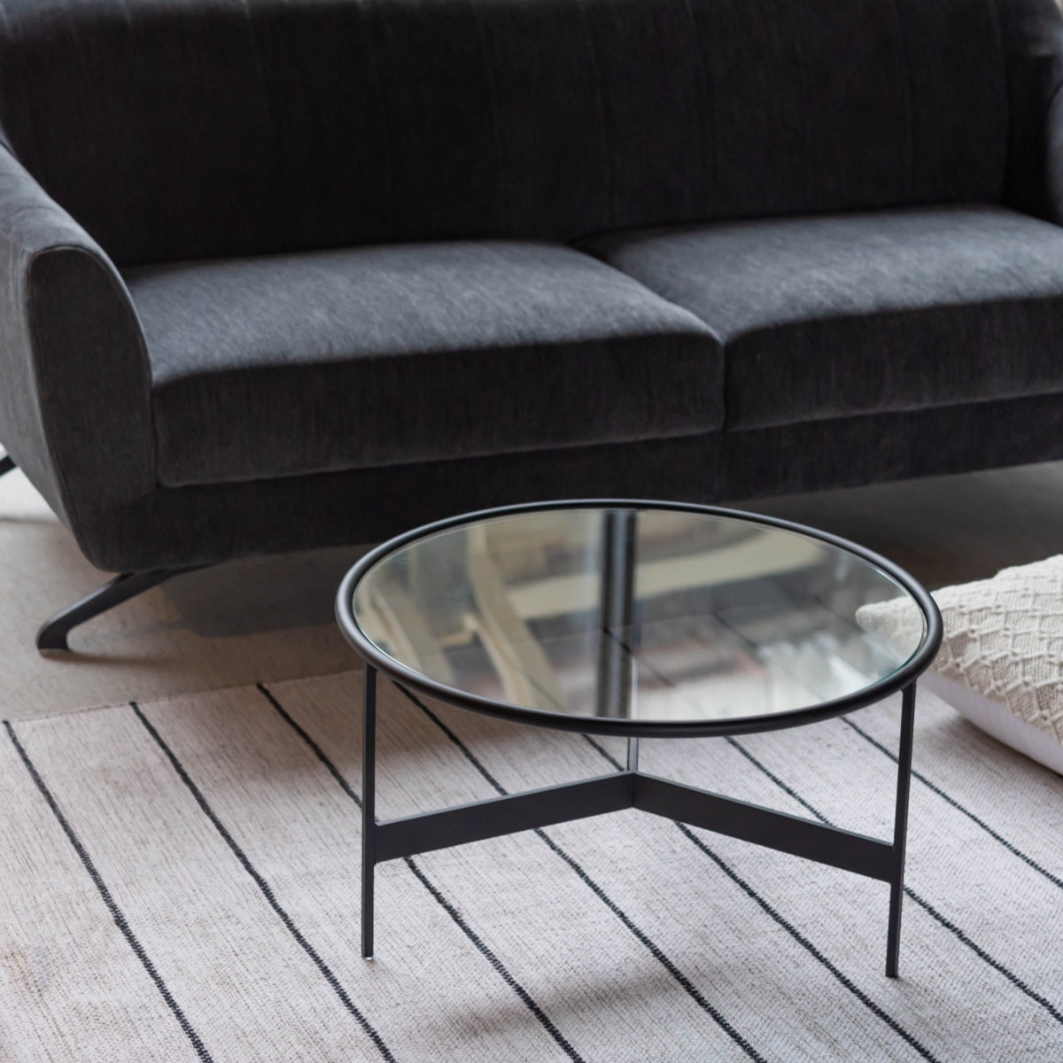 東谷 ローテーブル 幅60cm 丸 ガラス （ リビング テーブル ガラス