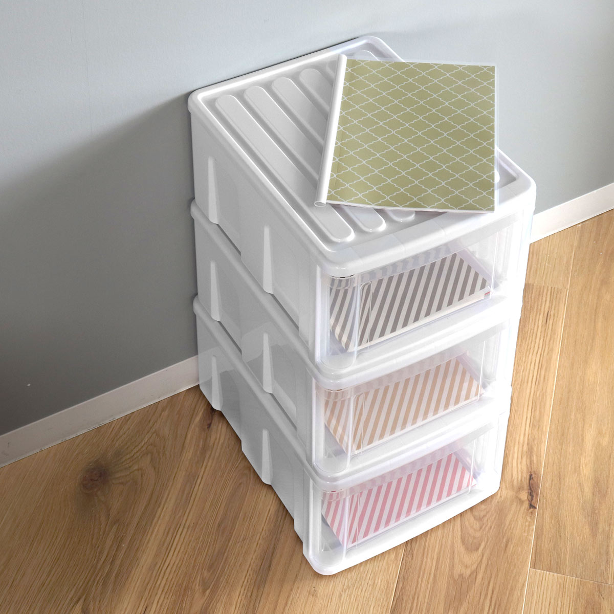 サンコープラスチック 収納ケース 3個セット シンクセルト A4−F W