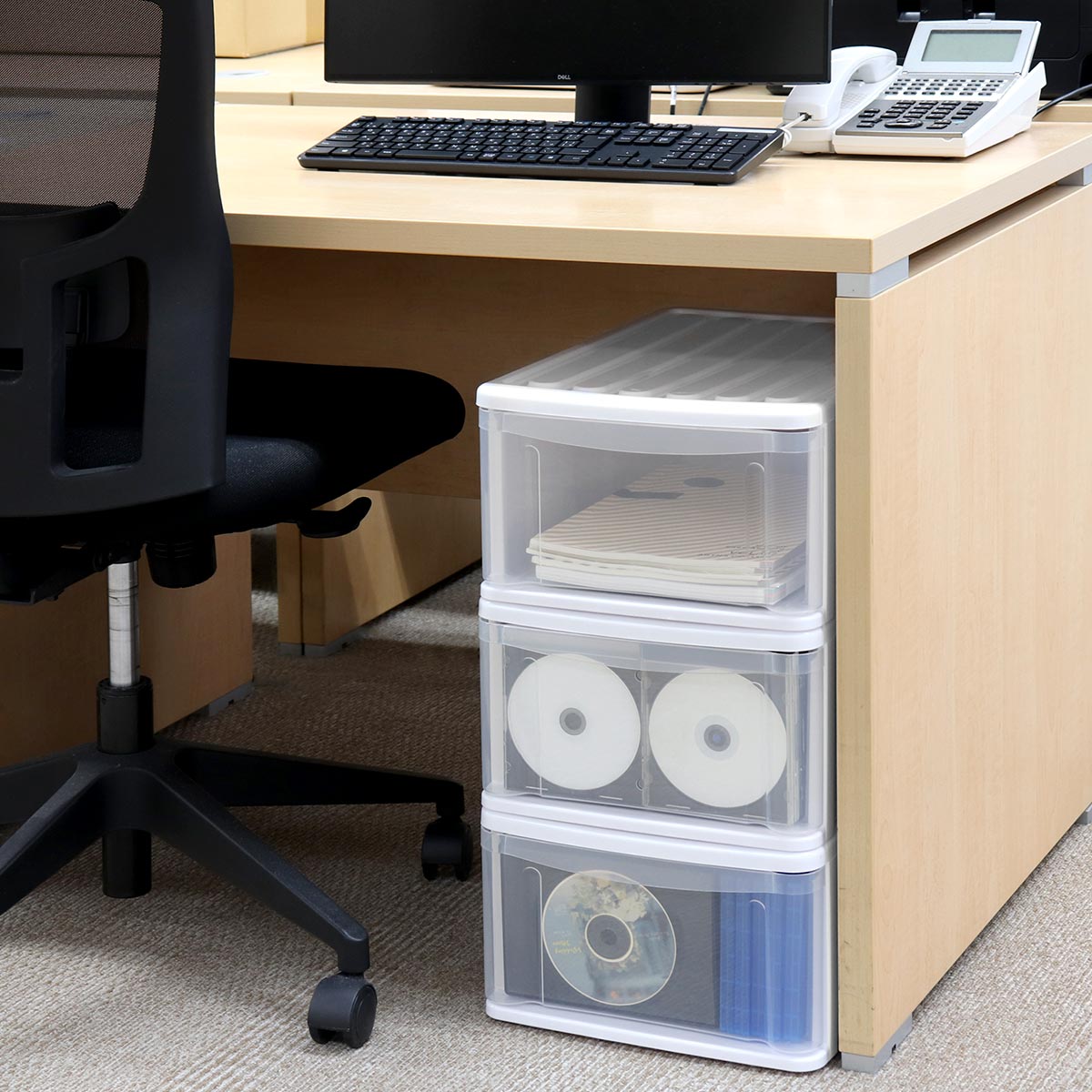 サンコープラスチック 収納ケース 3個セット シンクセルト A4−F W