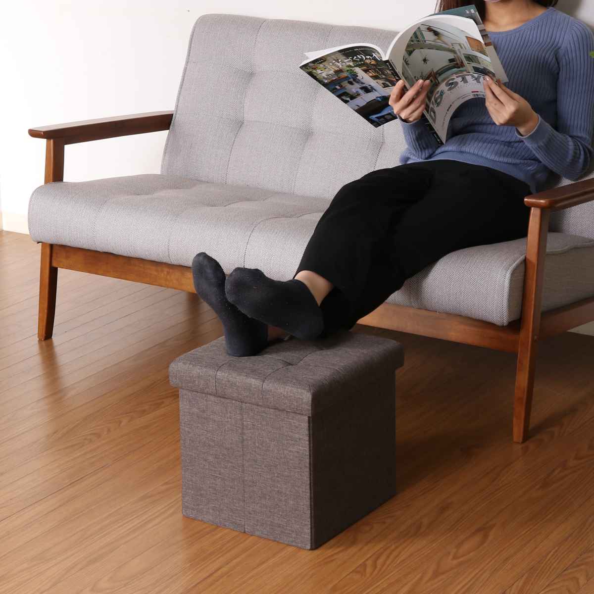 スツール 座面高30.5cm 収納 折りたたみ （ 座れる 椅子 いす ボックス