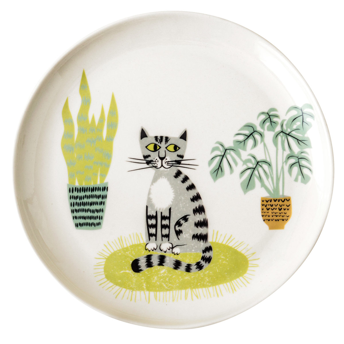 ハンドメイド 猫のイラスト皿 直径約22cm ハンドメイド 猫のイラスト皿 直径約22cm