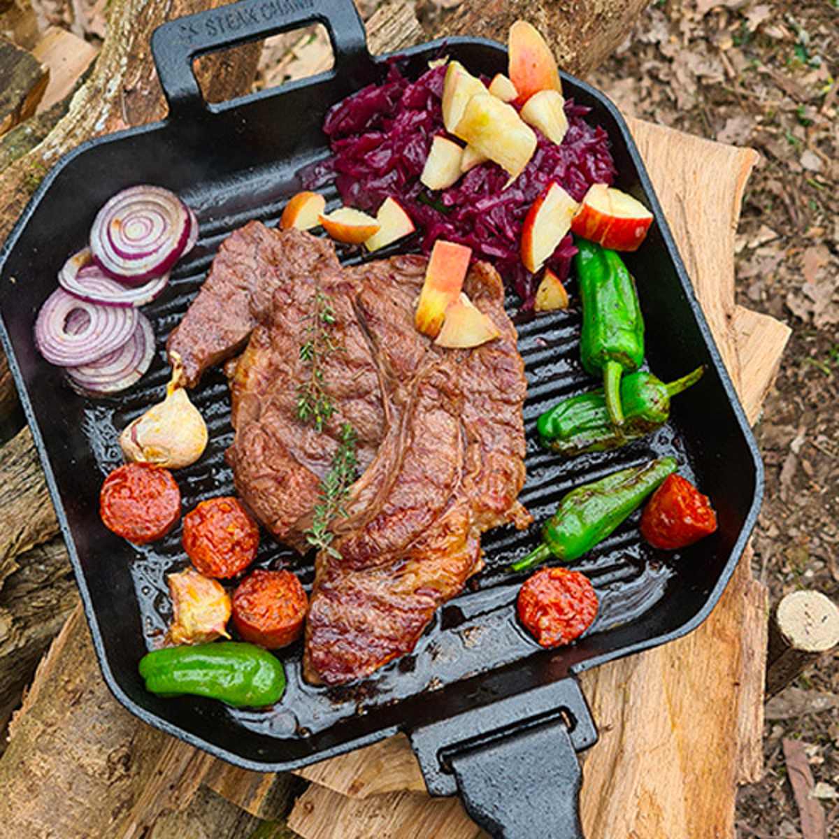 グリルパン STEAK CHAMP CAST IRON GRILLING PAN 26cm 四角 取っ手