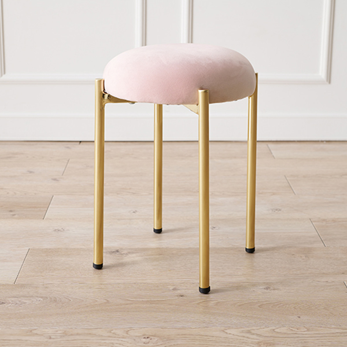 HAGiHARA（萩原） スツール 座面高44cm ベロア調 （ チェア いす 円形