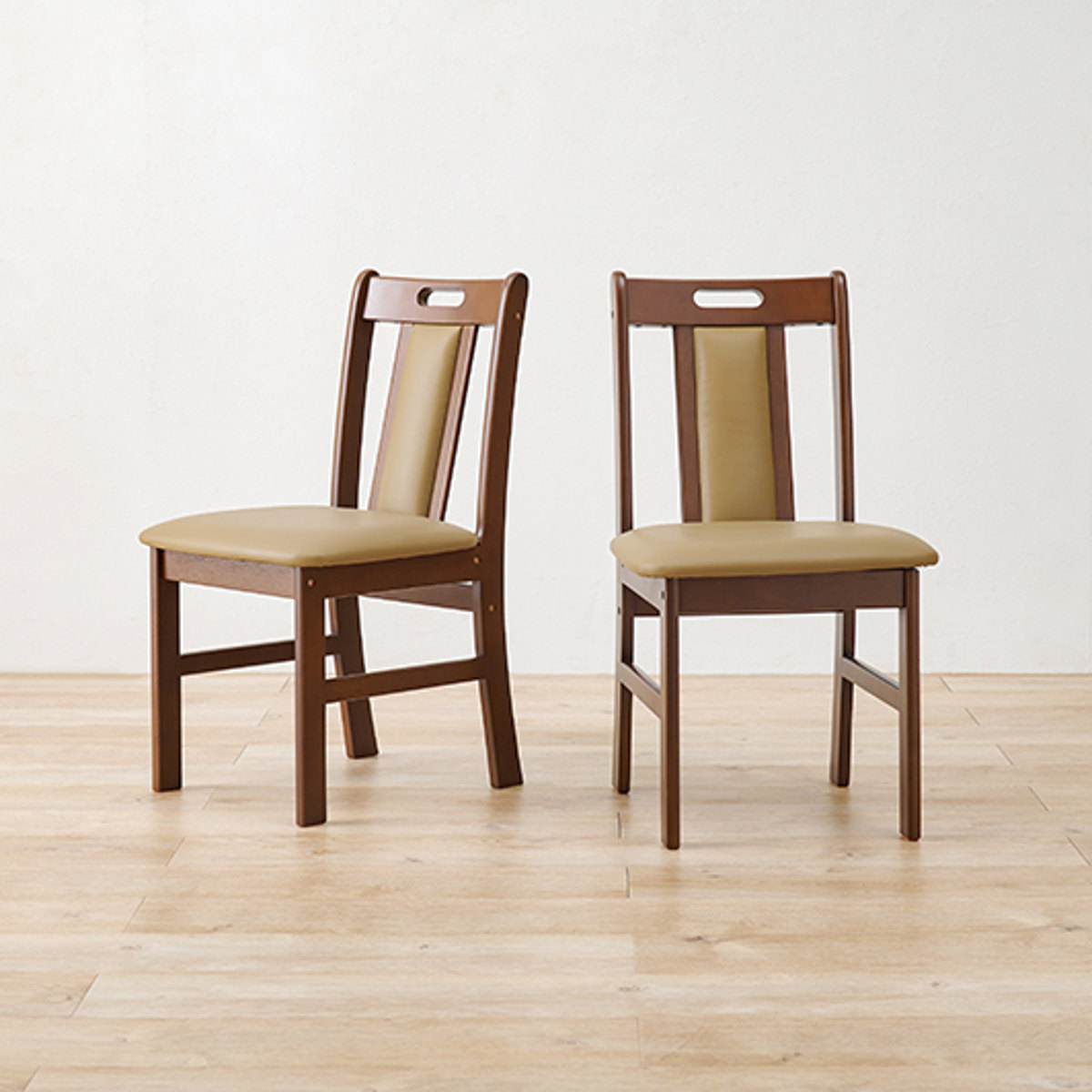 HAGiHARA（萩原） ダイニングチェア 座面高43cm 2脚セット 天然木
