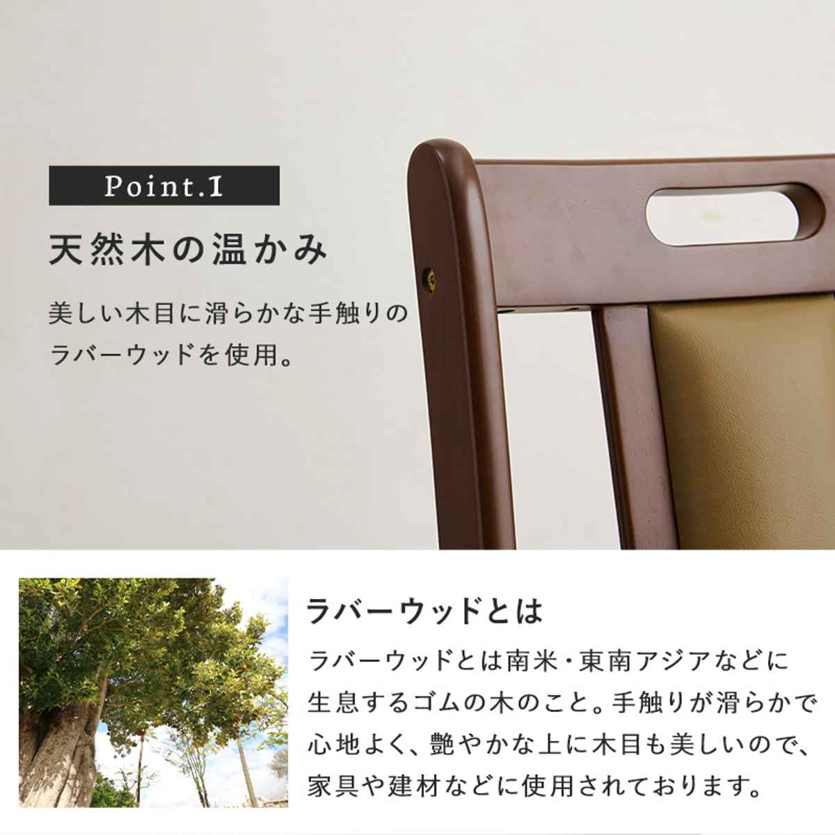 HAGiHARA（萩原） ダイニングチェア 座面高43cm 2脚セット 天然木